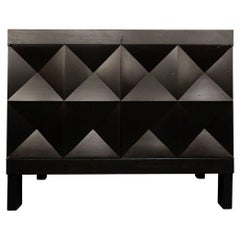Buffet noir avec portes Op-Art par J. Batenburg pour Mi, Belgique 1969