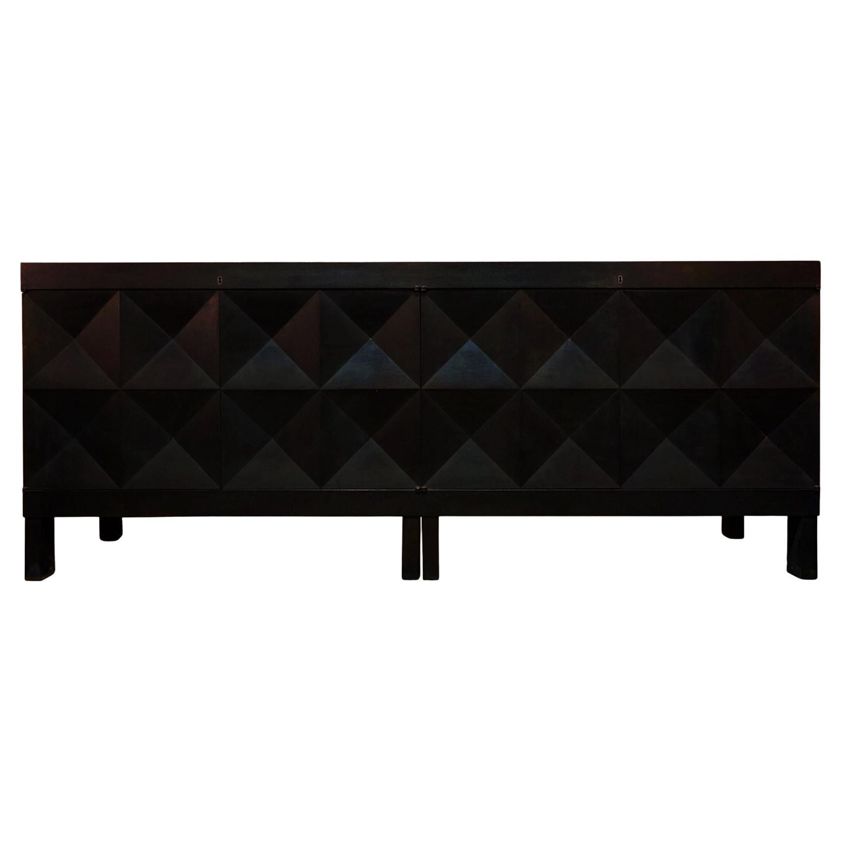 Buffet noir avec portes Op-Art par J. Batenburg pour Mi, Belgique 1969