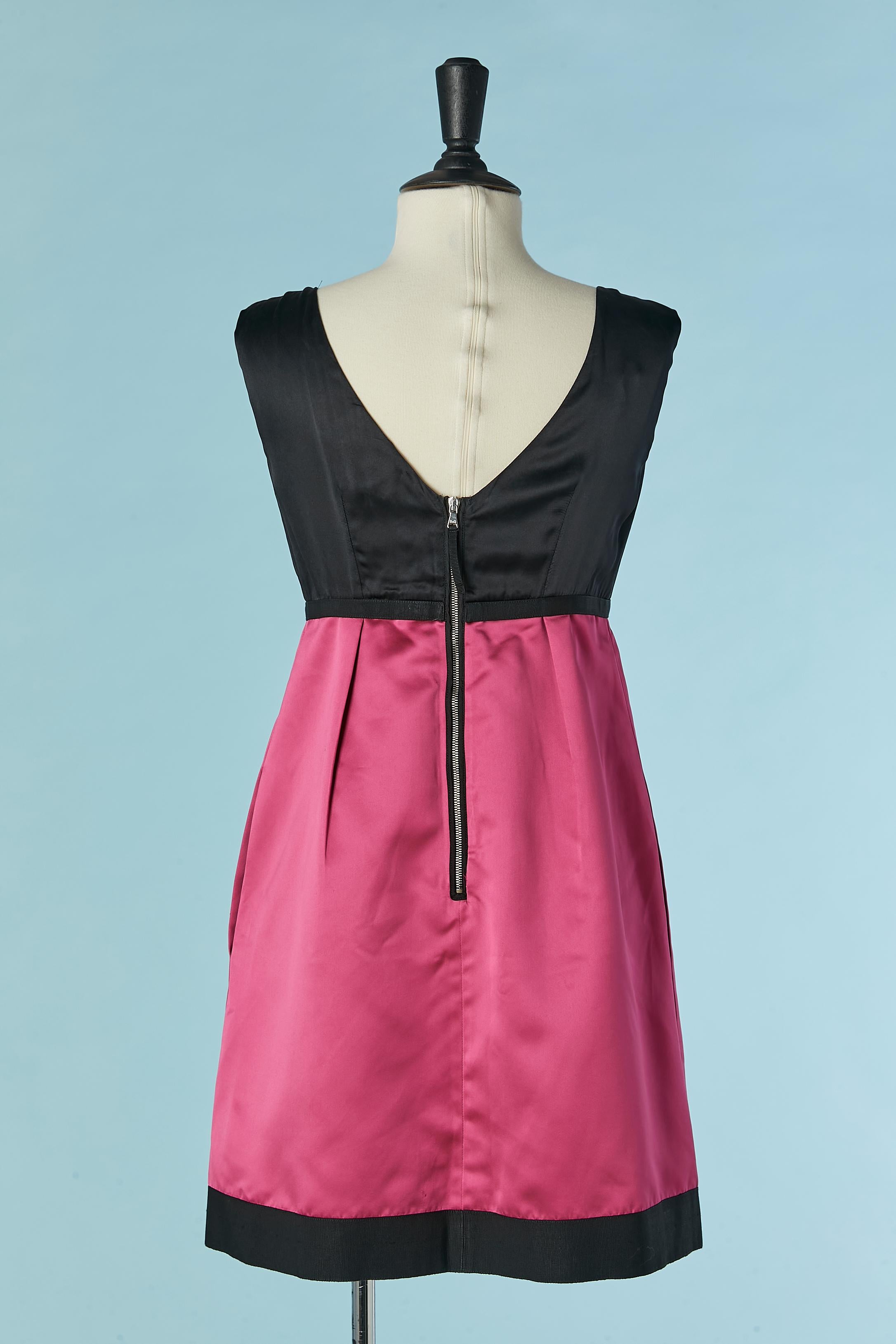 Women's Black silk and pink satin cocktail dress D&G by Dolce & Gabbana For Sale