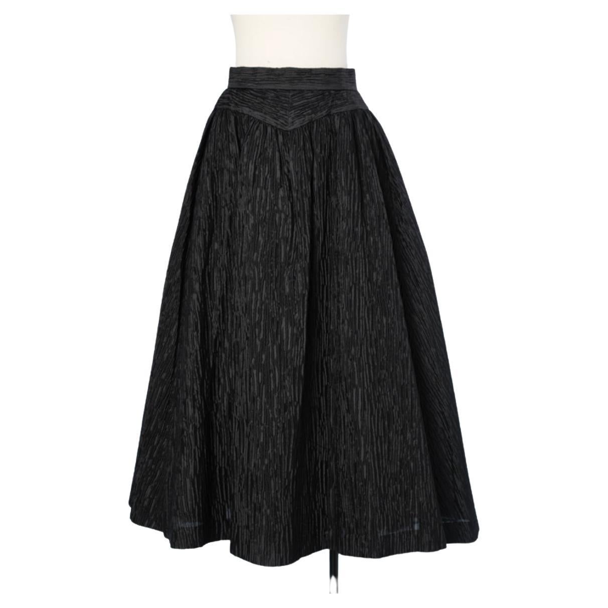 Black silk and polyester wrinkled effect Hanaé Mori  For Sale