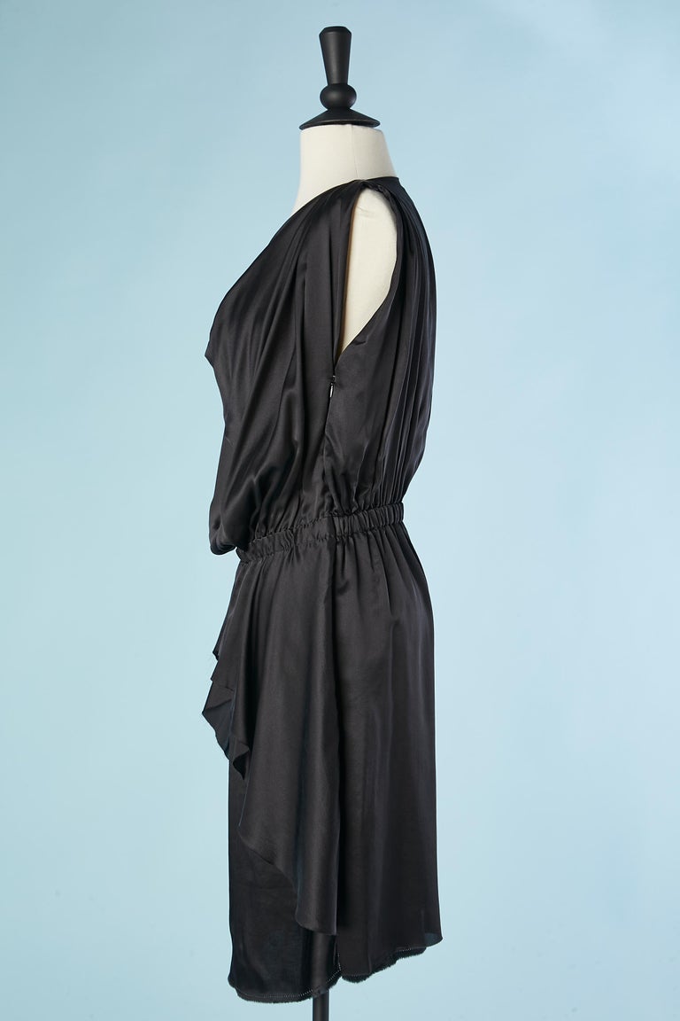 black buckle dress Vintage 60s Cocktail Dress Black Taffeta Chiffon LBD
