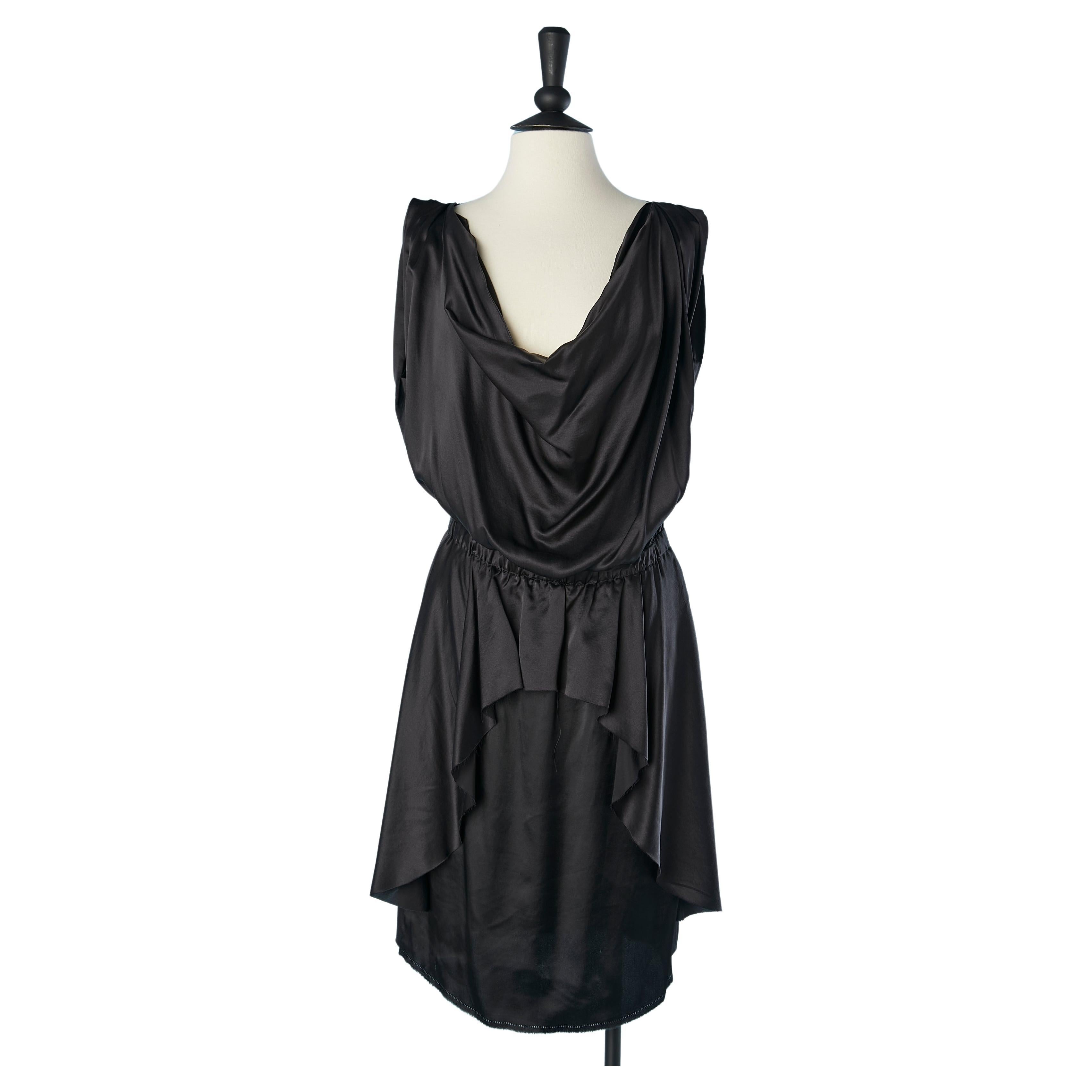 Robe de cocktail en soie et rayonne noire Lanvin d'Alber Elbaz pour Corso Como  en vente