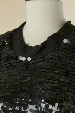 Black silk and sequin sleeveless cocktail dress LANVIN by Alber Elbaz