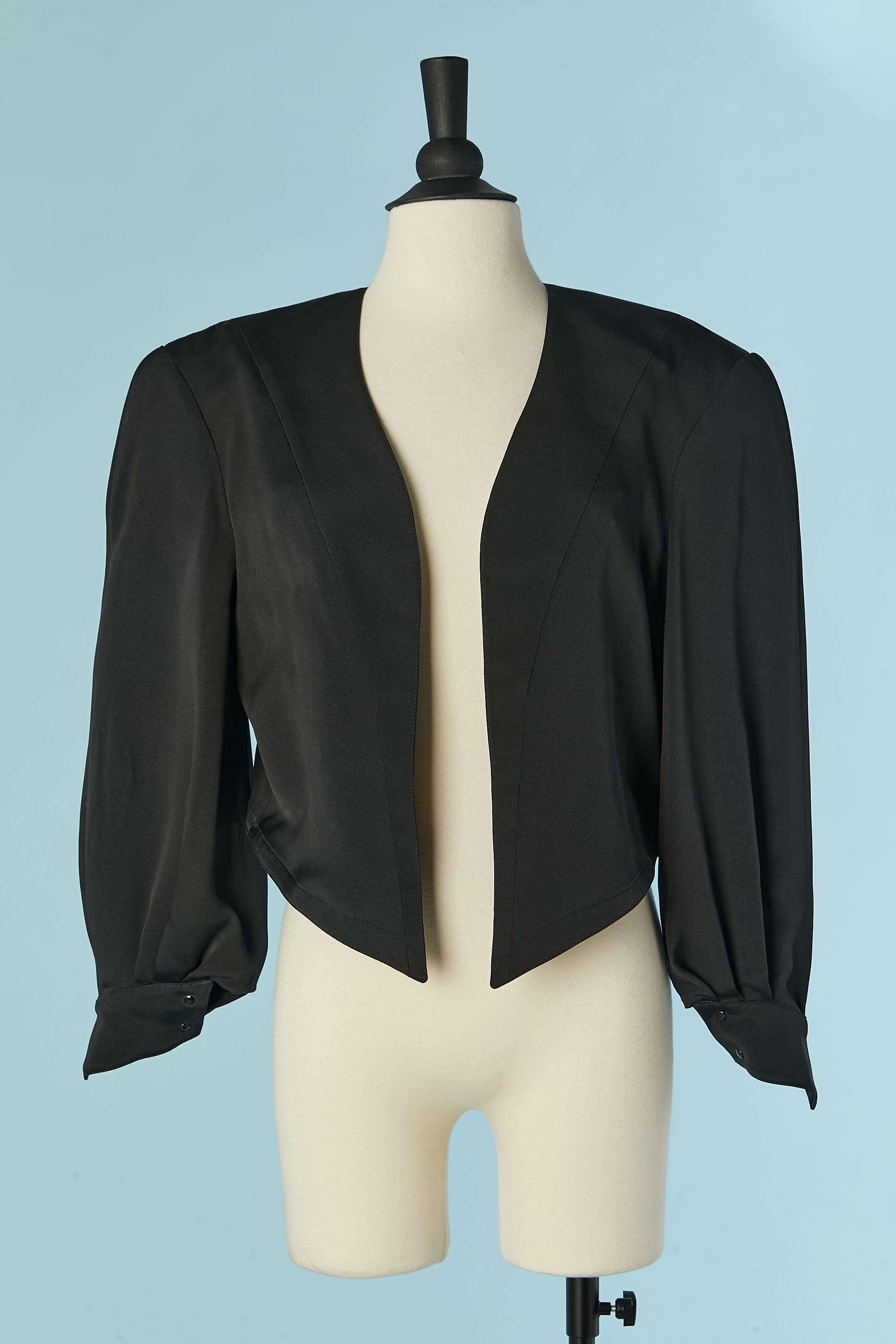 Black silk and wool asymmetrical boléro Thierry Mugler In Excellent Condition For Sale In Saint-Ouen-Sur-Seine, FR