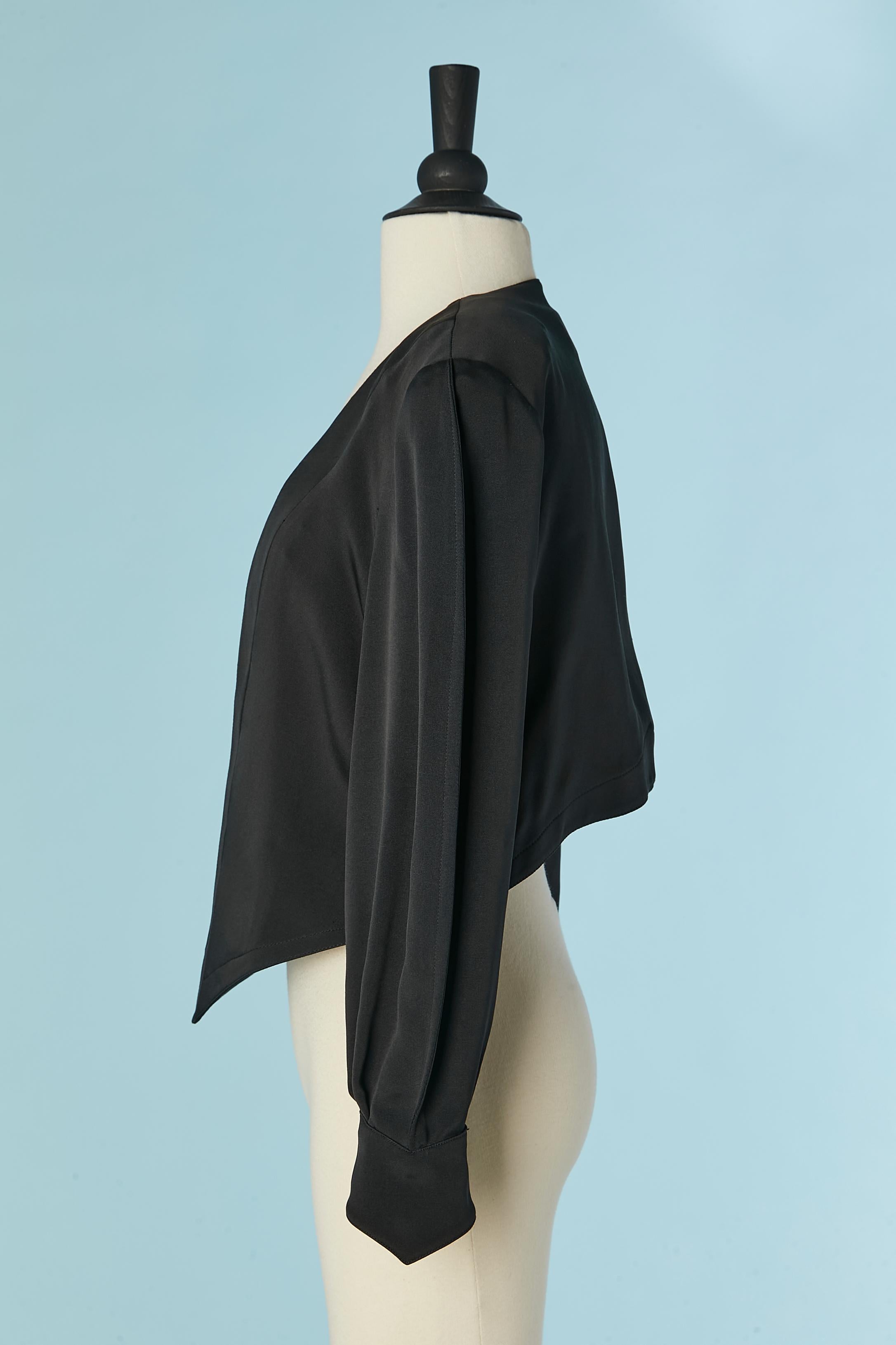 Black silk and wool asymmetrical boléro Thierry Mugler For Sale 1