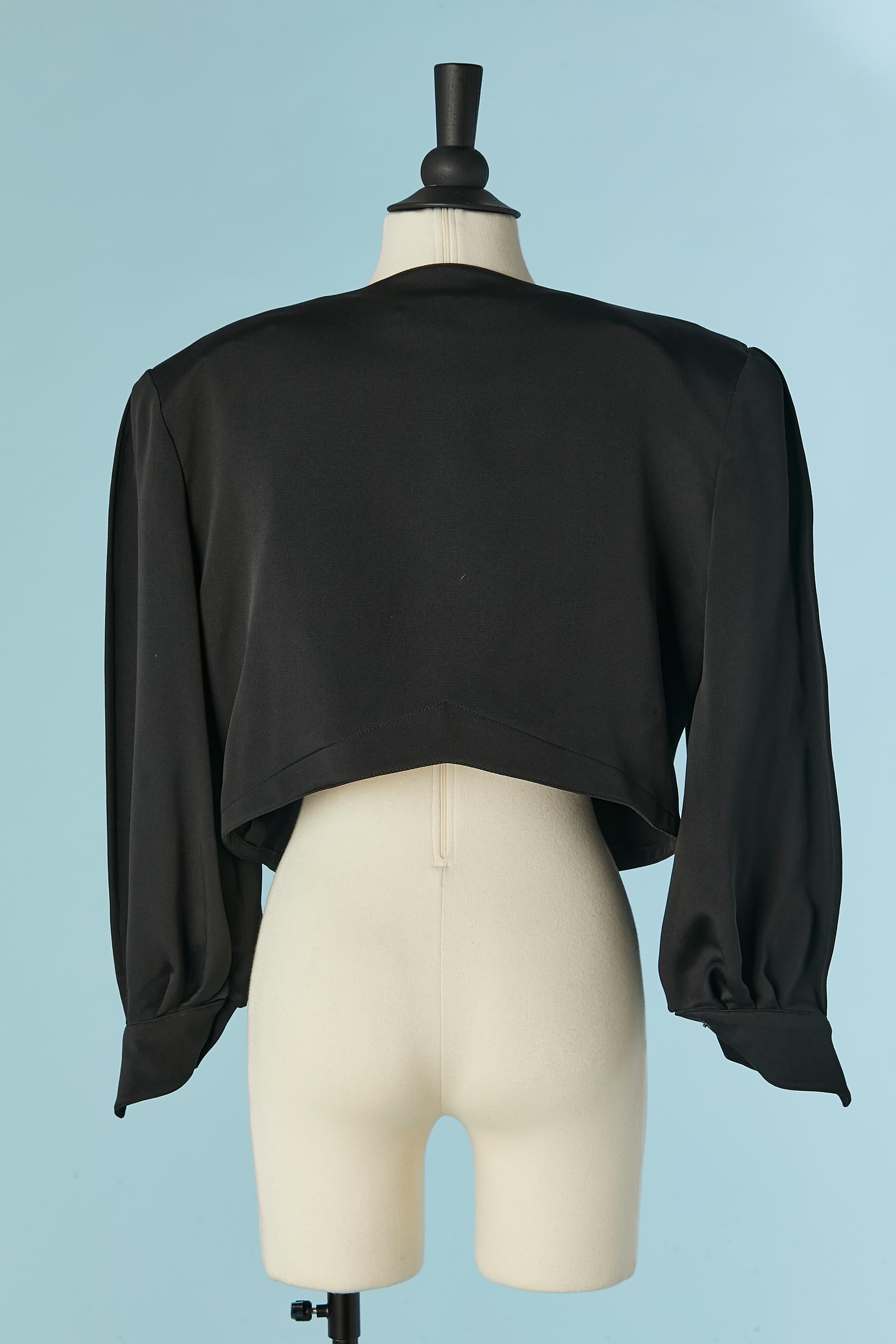 Black silk and wool asymmetrical boléro Thierry Mugler For Sale 2