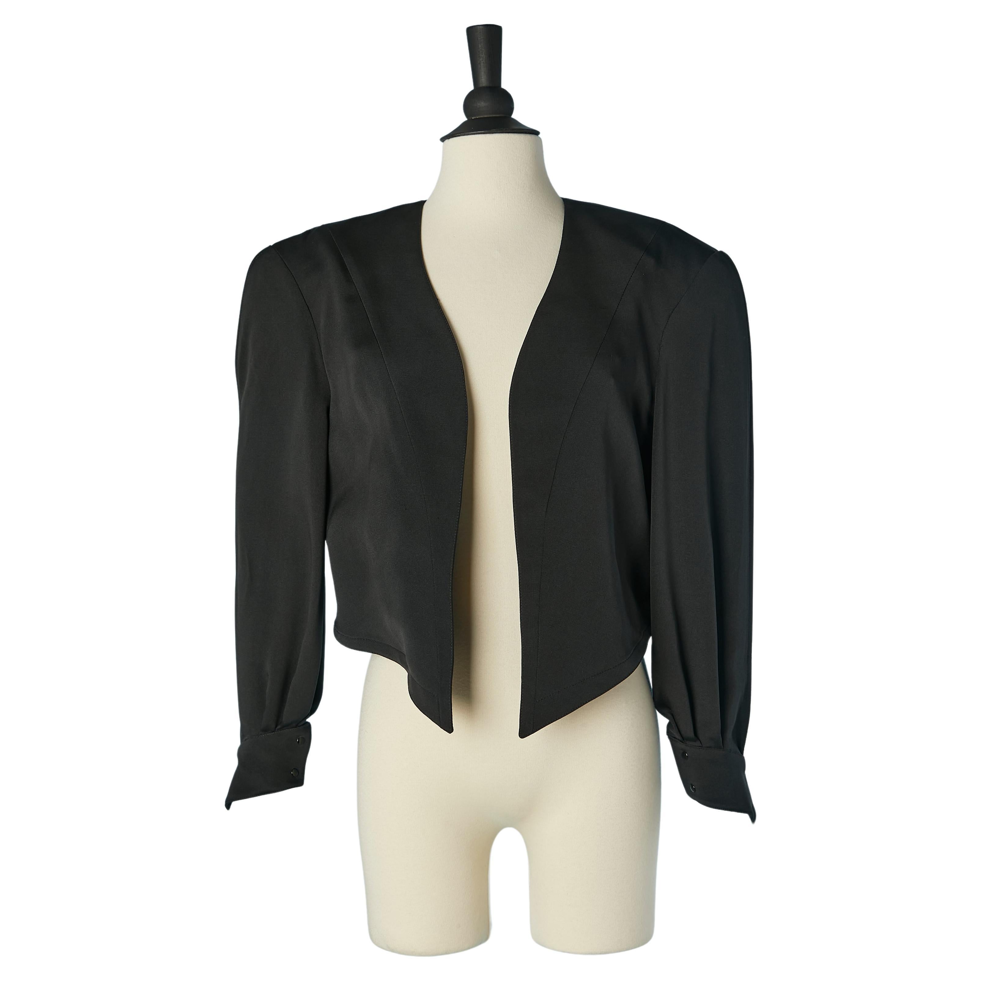 Black silk and wool asymmetrical boléro Thierry Mugler For Sale