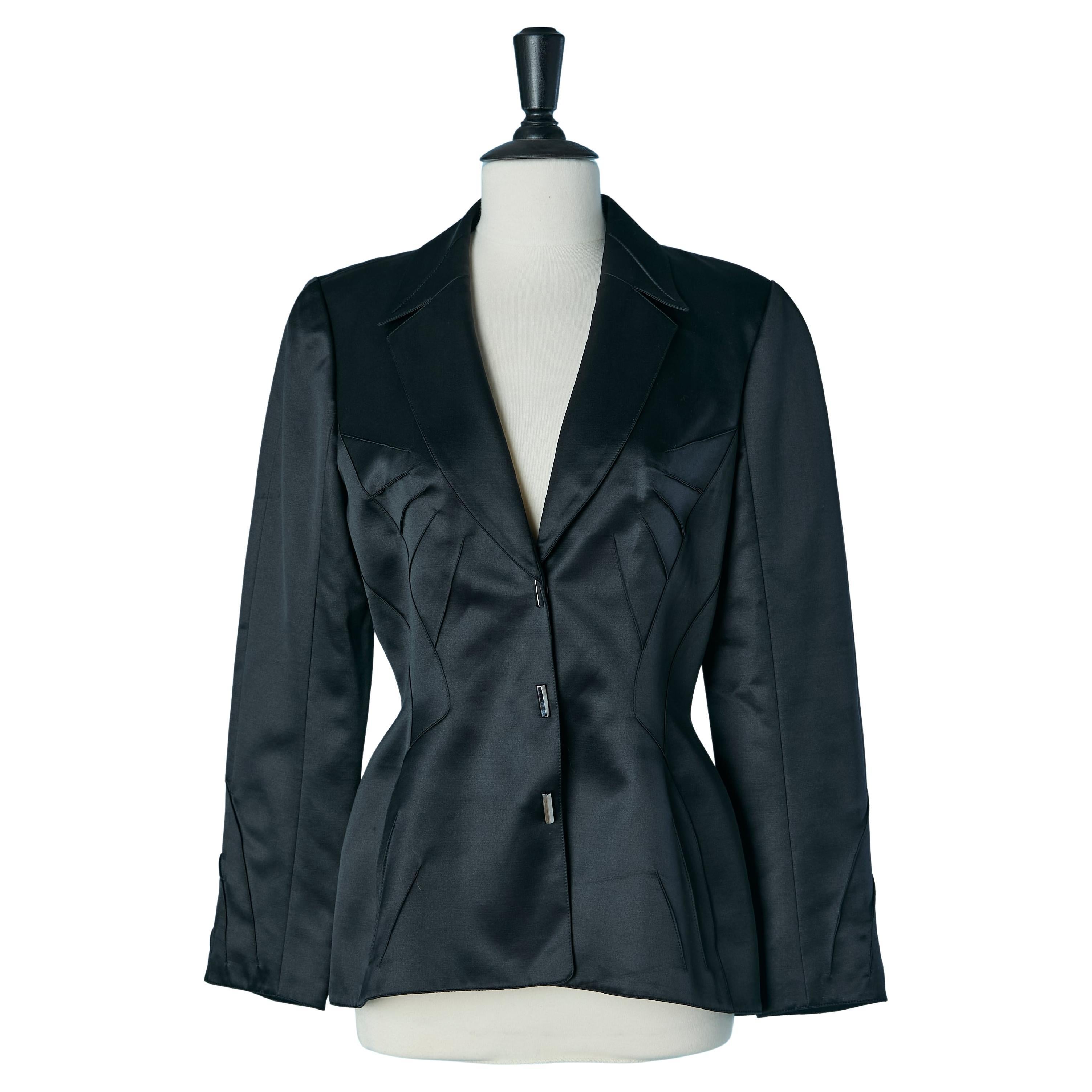 Black silk and wool single breasted jacket THIERRY MUGLER