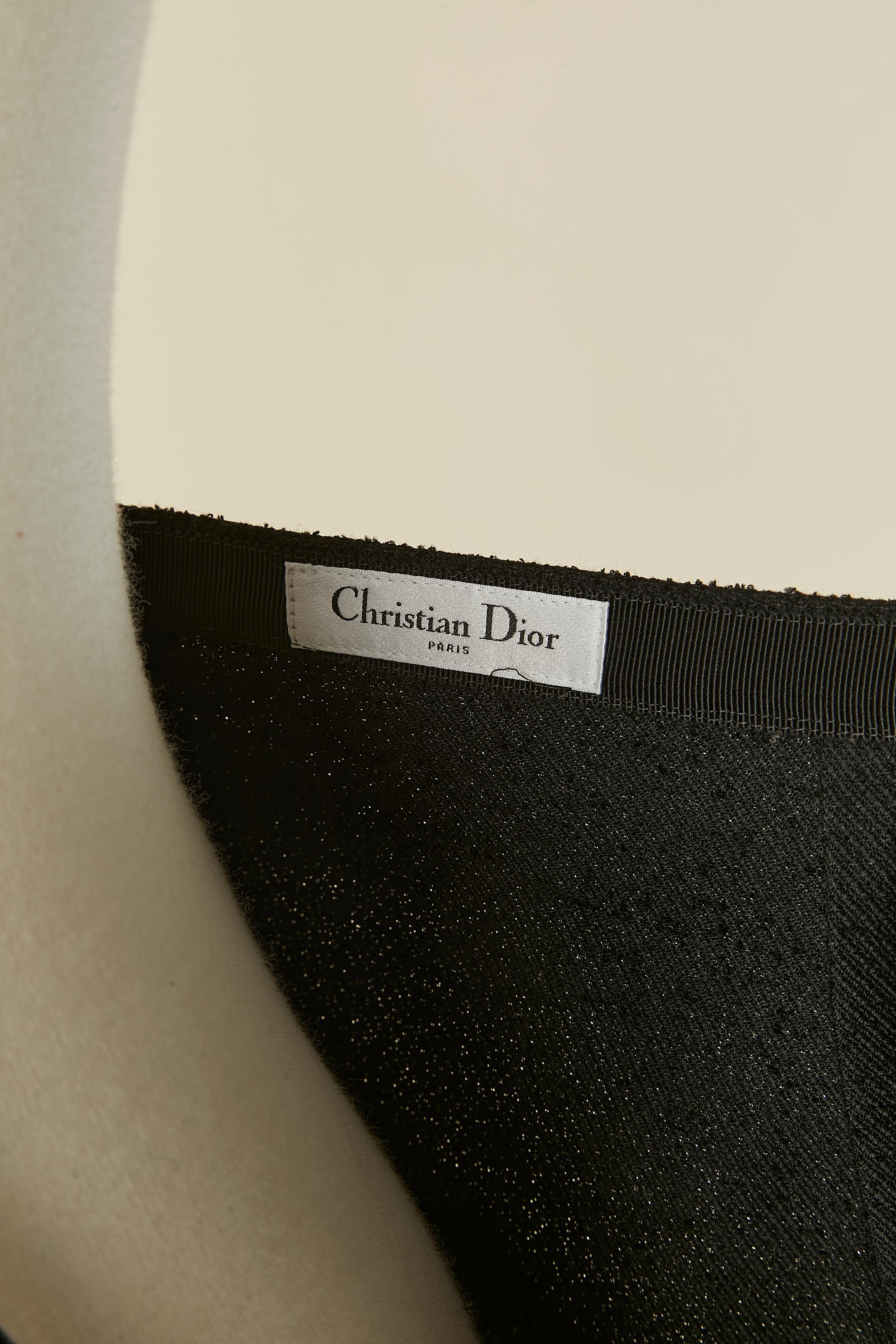 Black silk and wool skirt with lace edge CHRISTIAN DIOR For Sale 2