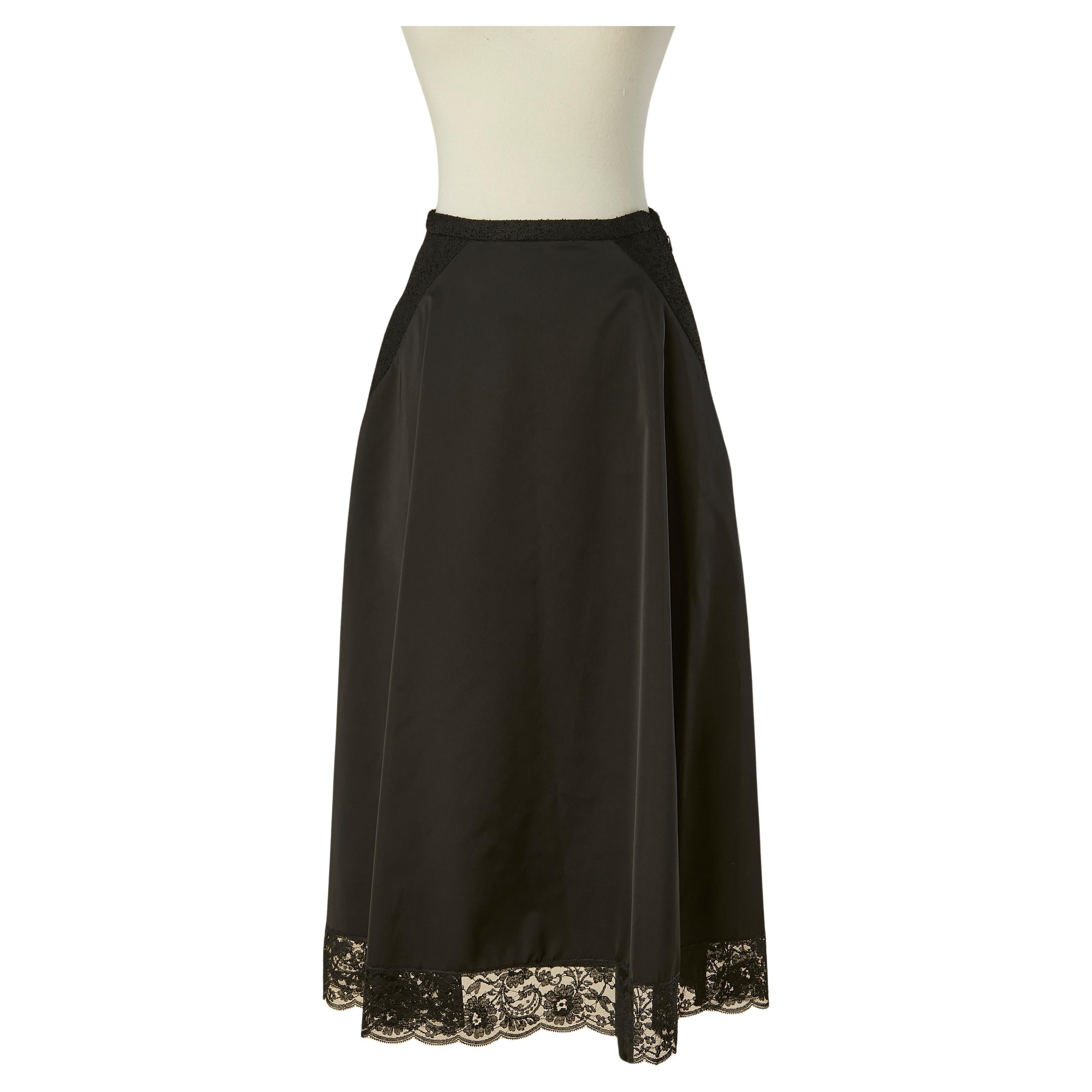 Black silk and wool skirt with lace edge CHRISTIAN DIOR For Sale