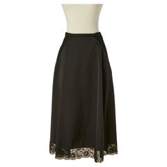 Black silk and wool skirt with lace edge CHRISTIAN DIOR