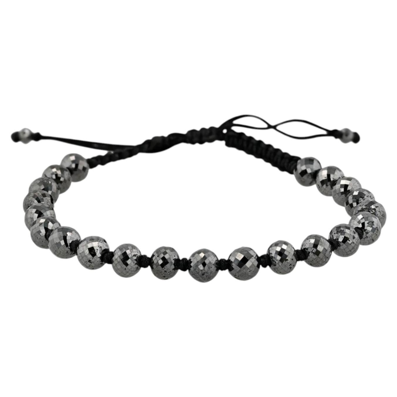 Bracciale in seta nera e diamanti neri di Manak Jewell
