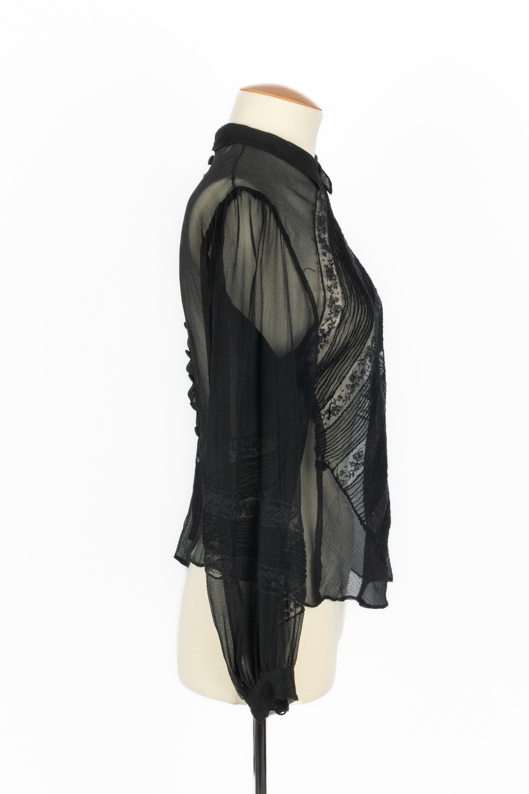 Blusa de seda negra Negro en venta