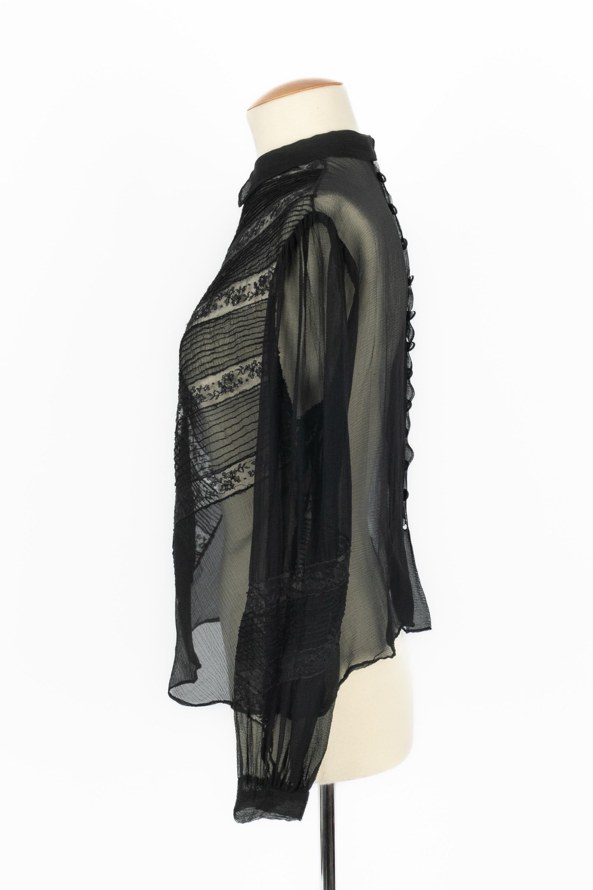 Blusa de seda negra en venta 1
