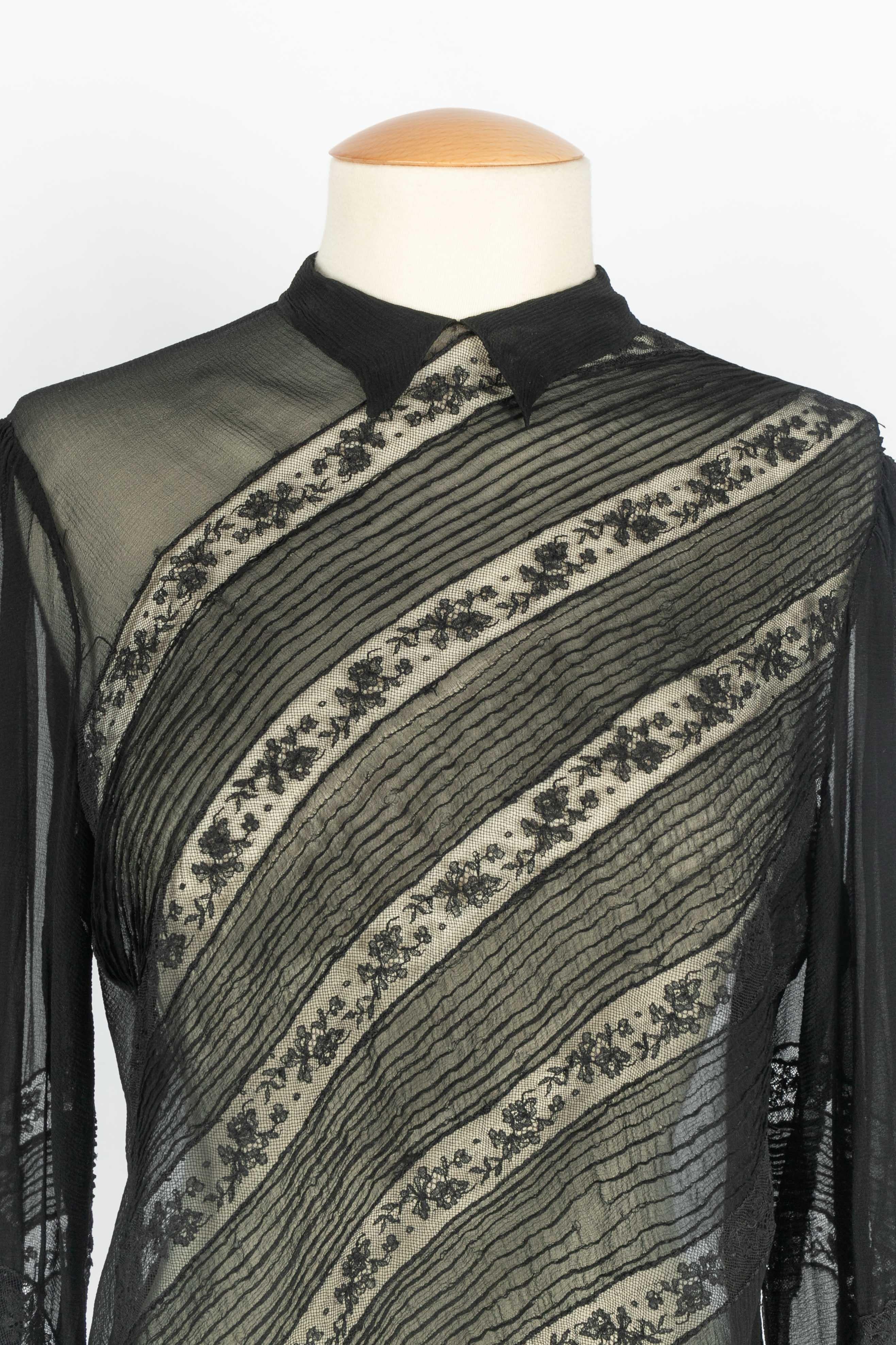 Blusa de seda negra en venta 4