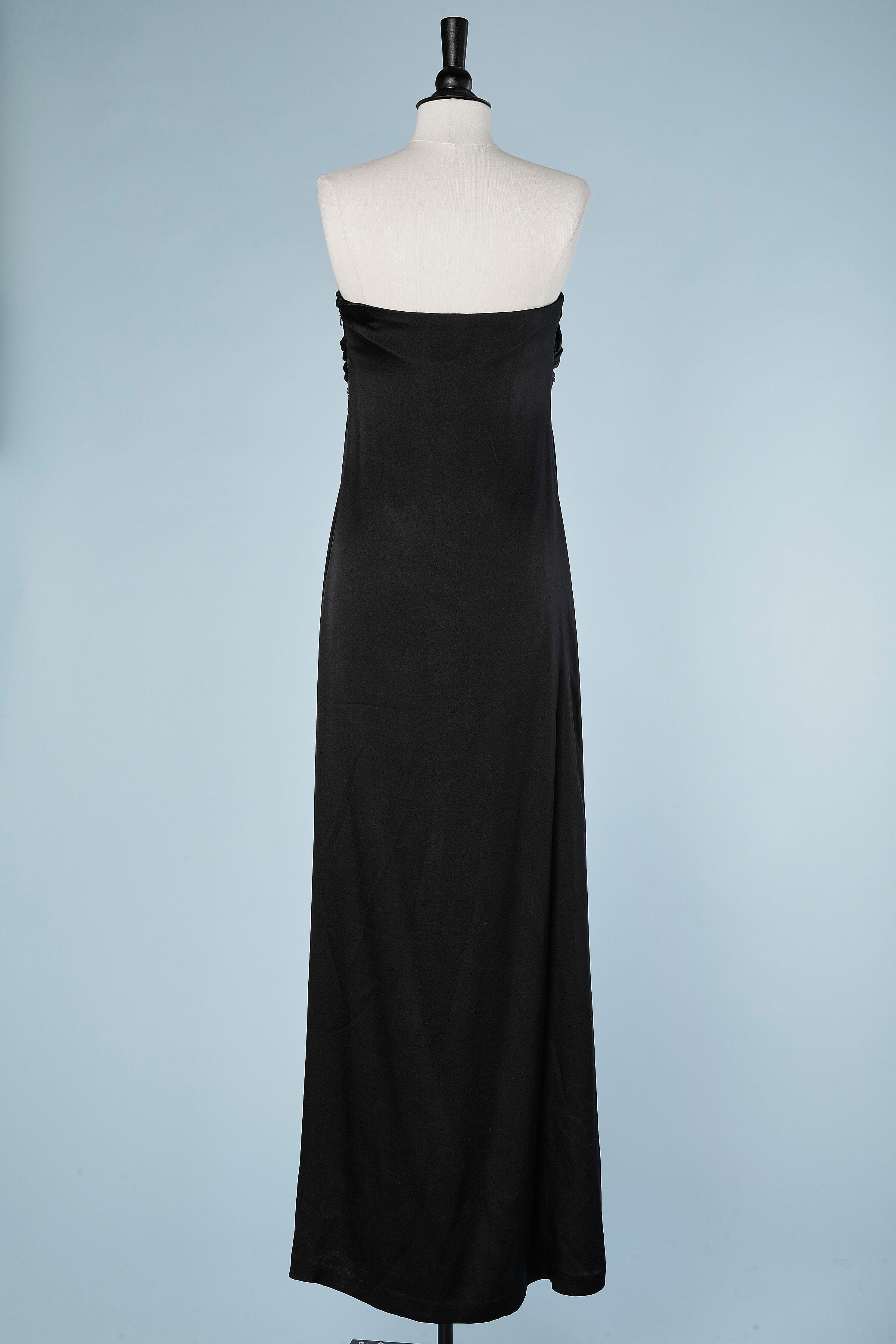 Women's Black silk bustier evening dress with bow in the front Halston Heritage  For Sale