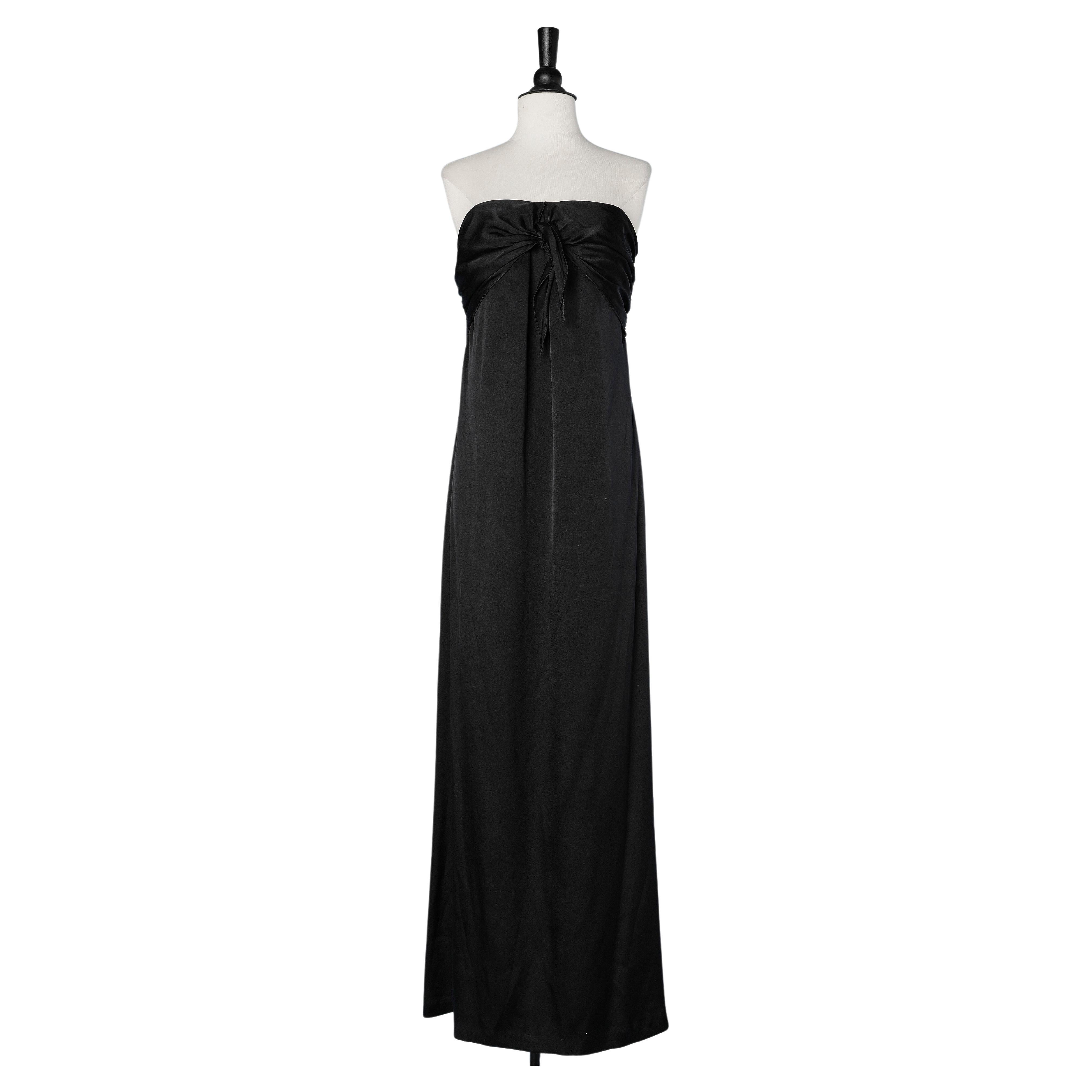 Black silk bustier evening dress with bow in the front Halston Heritage  For Sale