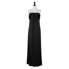 Black silk bustier evening dress with bow in the front Halston Heritage 