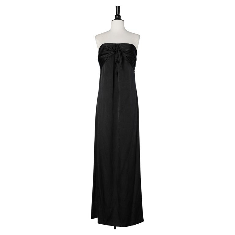 Black silk bustier evening dress with bow in the front Halston Heritage For Sale at 1stDibs Black silk bustier evening dress with bow in the front Halston Heritage For Sale at 1stDibs