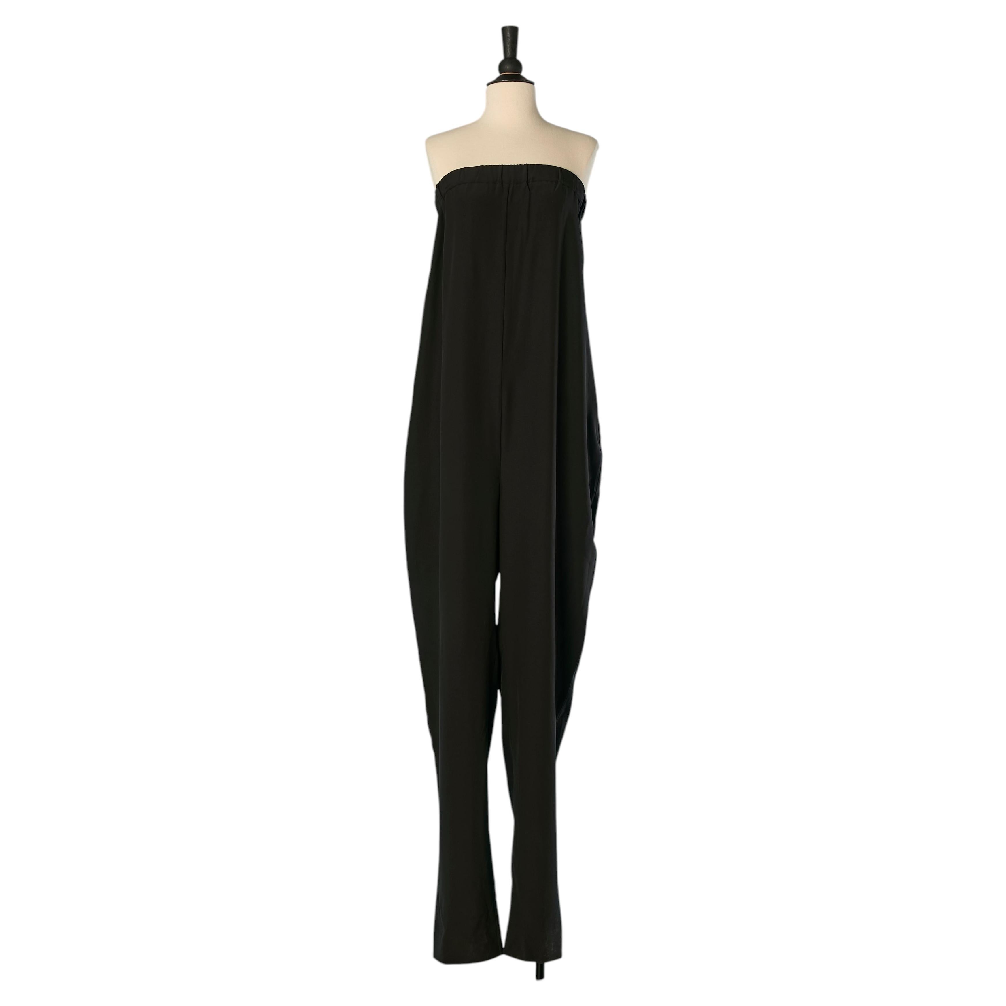 Schwarzer Seiden-Bustier-Jumpsuit von Maison MARTIN MARGIELA 1