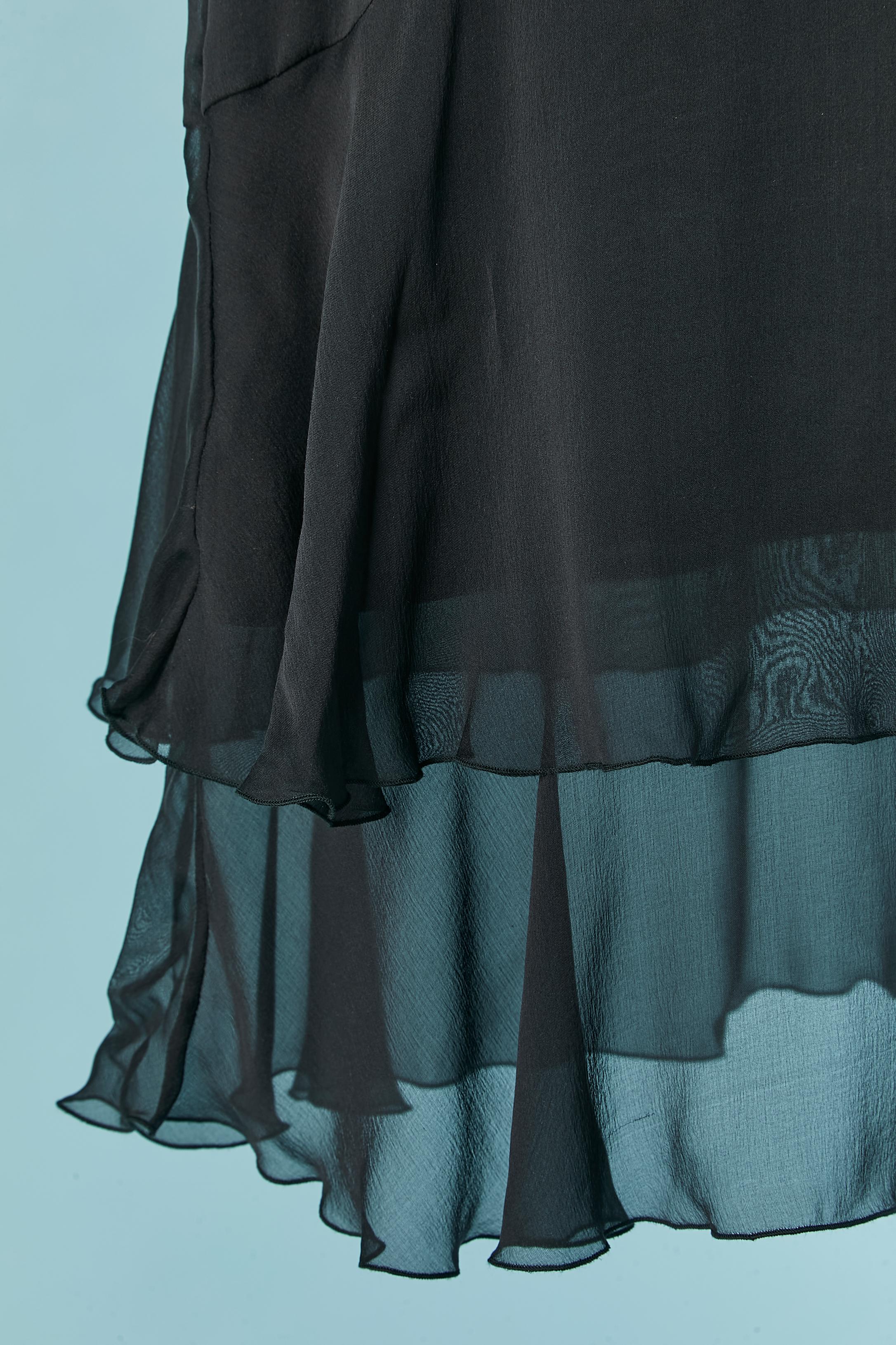 Women's Black silk chiffon and lace cocktail dress with laces neckline Valentino Roma For Sale