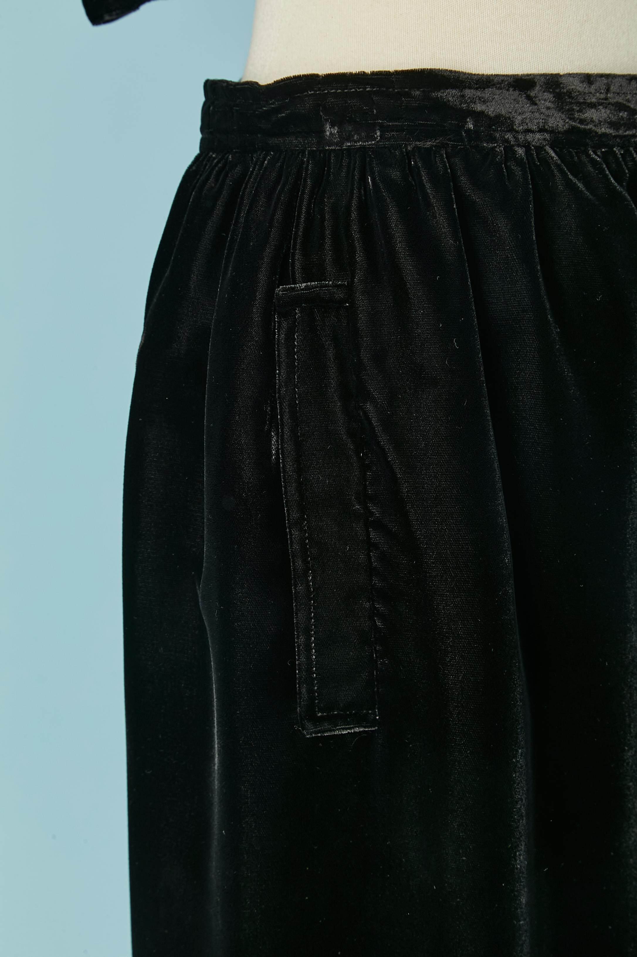 Black silk chiffon and lurex top and velvet skirt COURREGES For Sale 3