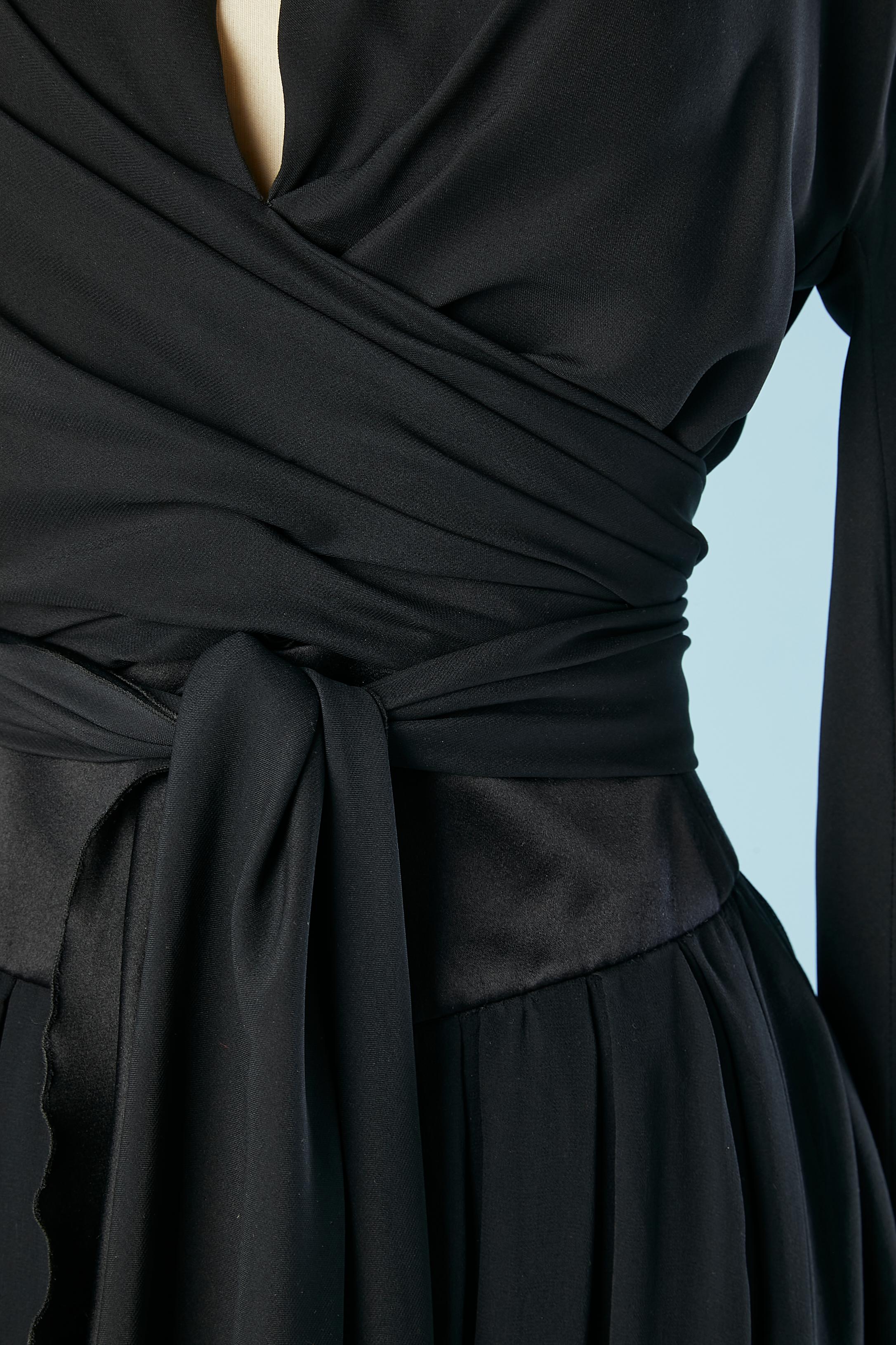 Black silk chiffon and silk satin wrapped evening dress Chanel Boutique  In Excellent Condition For Sale In Saint-Ouen-Sur-Seine, FR