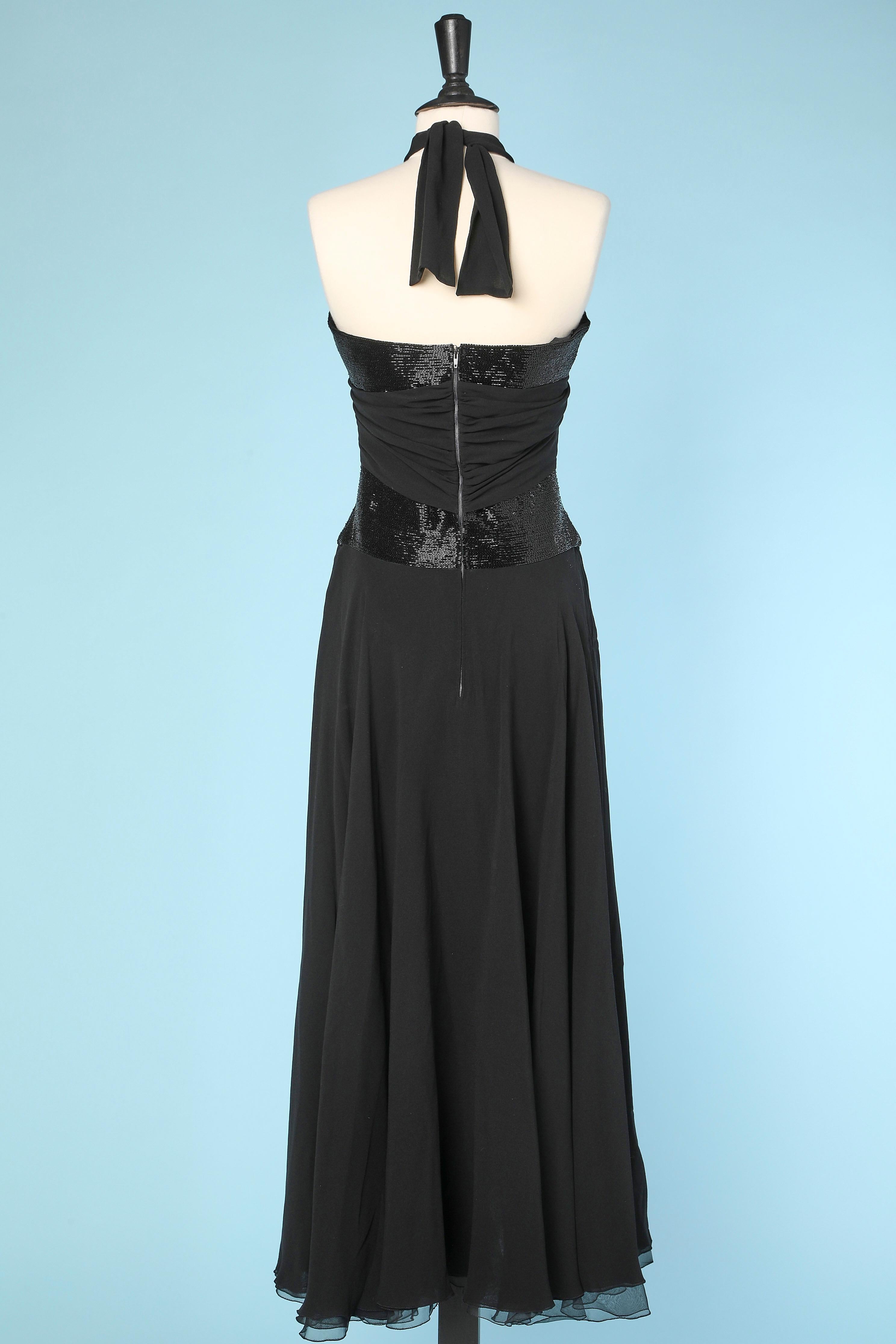 De las mujeres Vestido sin espalda de gasa de seda negra con pedrería negra CHLOÉ en venta