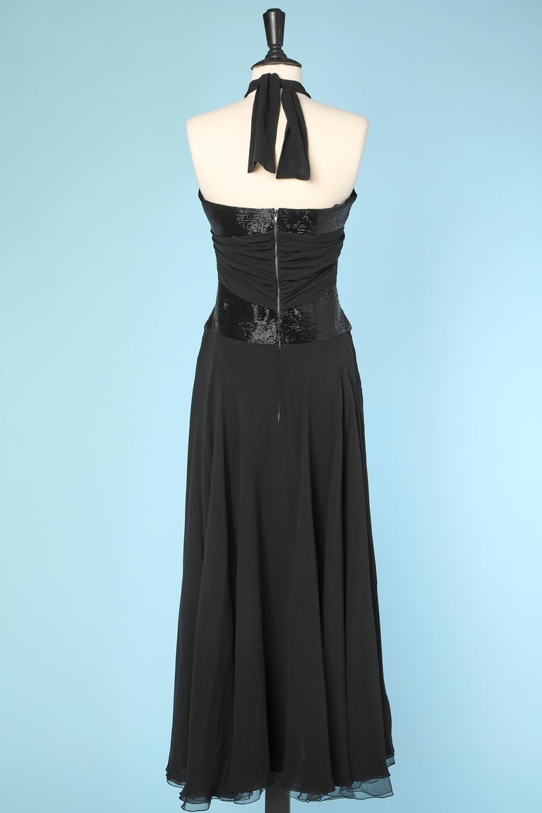 Black silk chiffon backless dress with black beaded work CHLO For Sale at  1stDibs