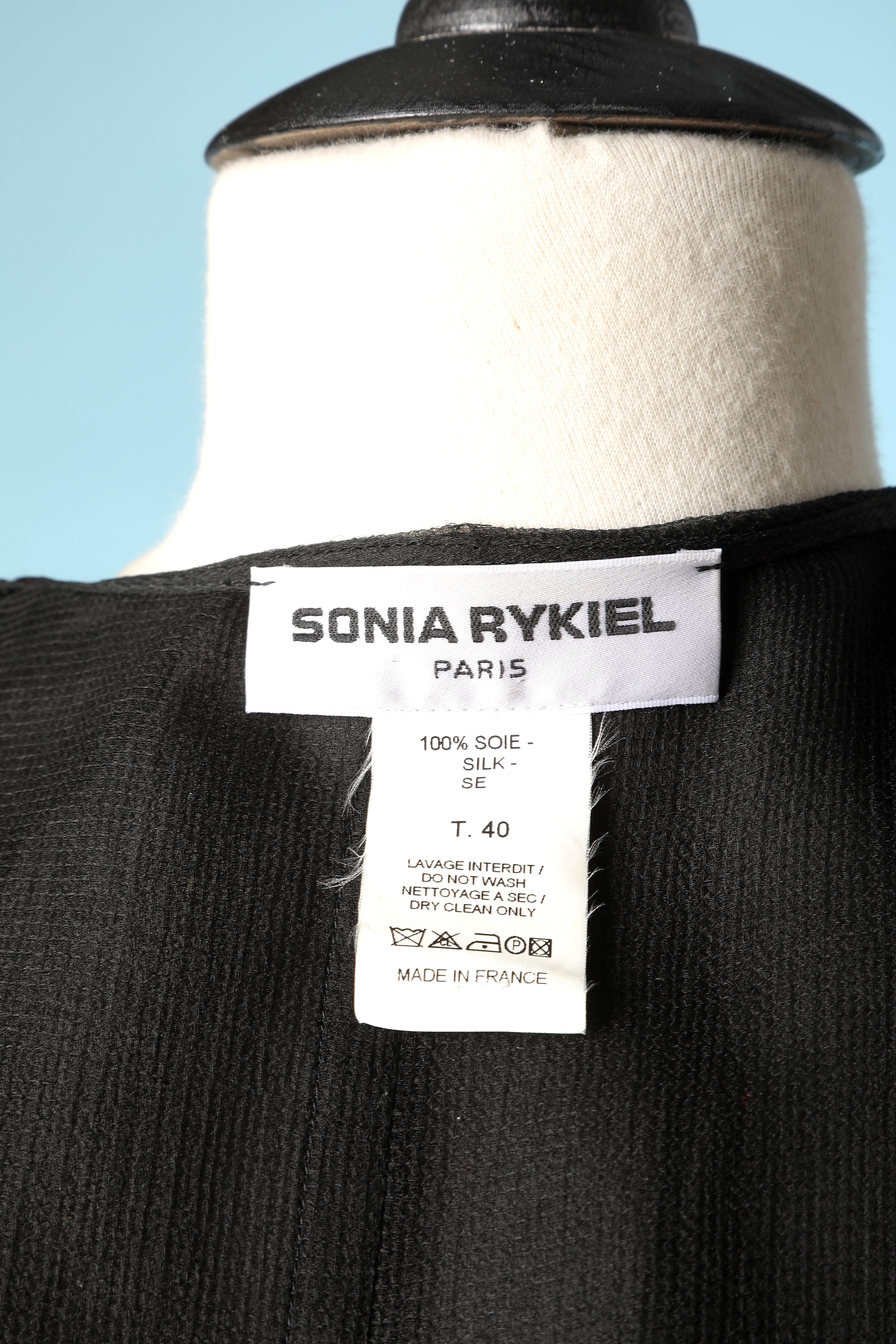 Black silk chiffon coat with ruffle edge Sonia Rykiel  1