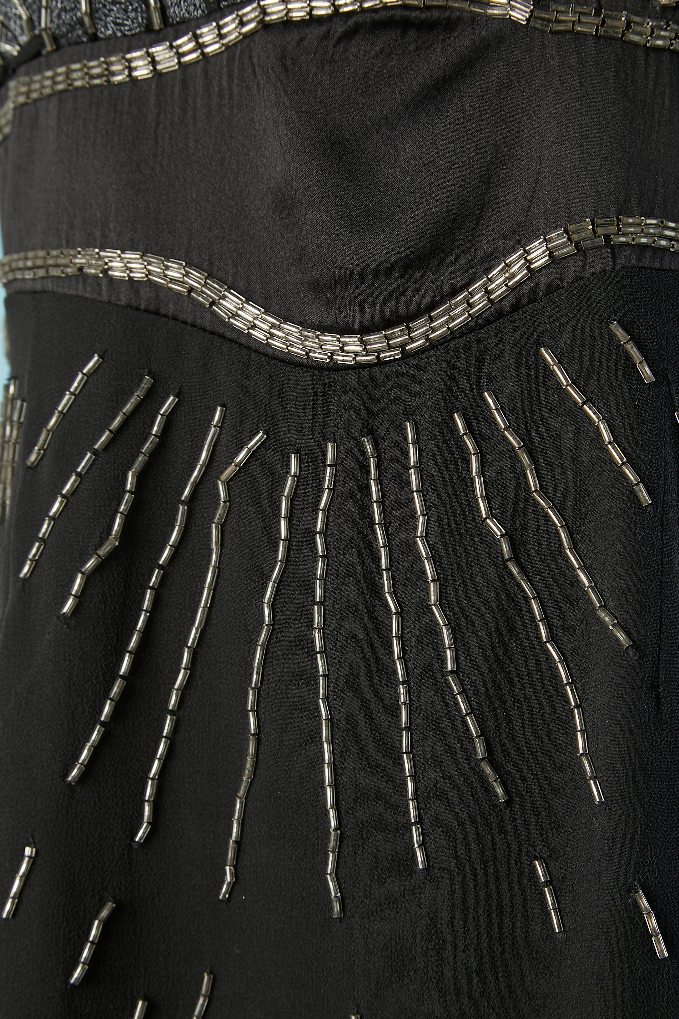 Women's Black silk chiffon cocktail dress with beadwork Galliano  For Sale