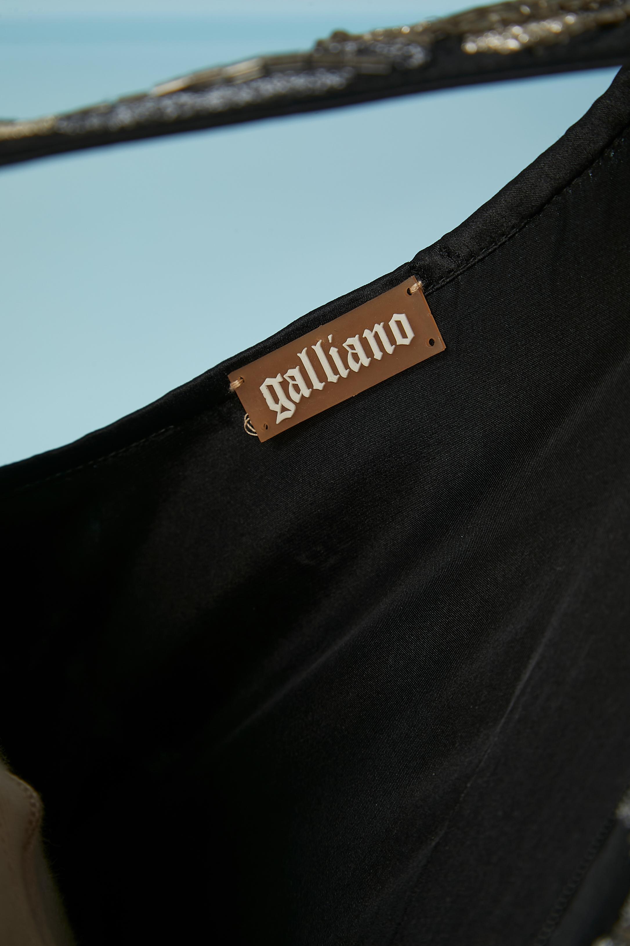 Black silk chiffon cocktail dress with beadwork Galliano For Sale 3