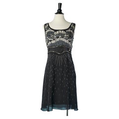 Black silk chiffon cocktail dress with beadwork Galliano 