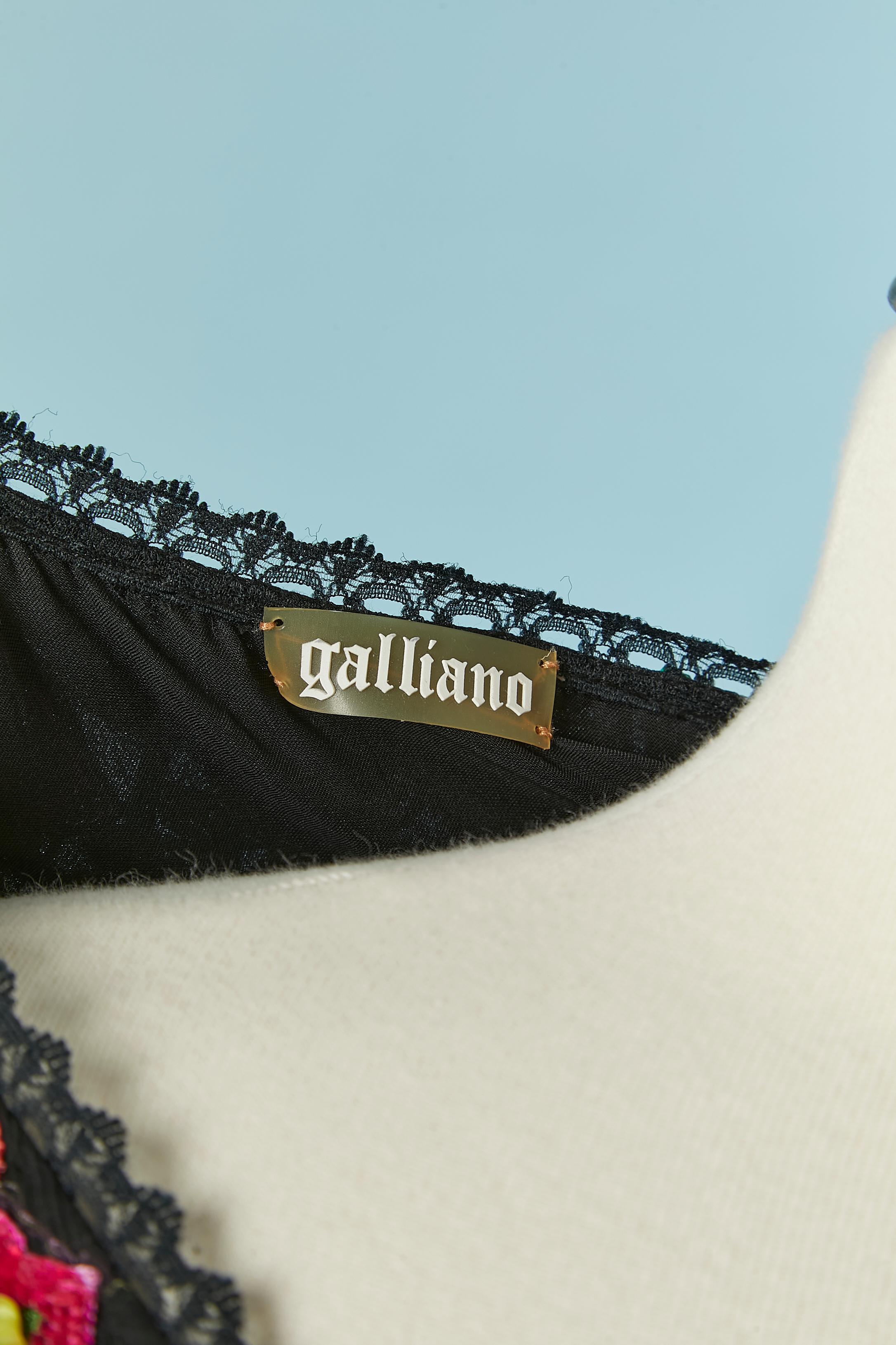 Schwarzes Seidenchiffonkleid aus Seide mit Stickereien von GALLIANO im Angebot 6