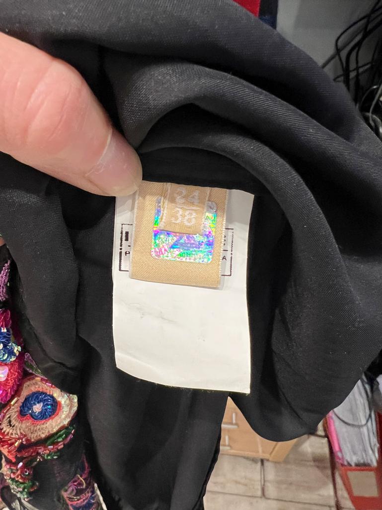 Schwarzes Seidenchiffonkleid aus Seide mit Stickereien von GALLIANO im Angebot 5