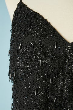 Black silk chiffon evening tank-top with beaded work Emmanuel Ungaro NEW