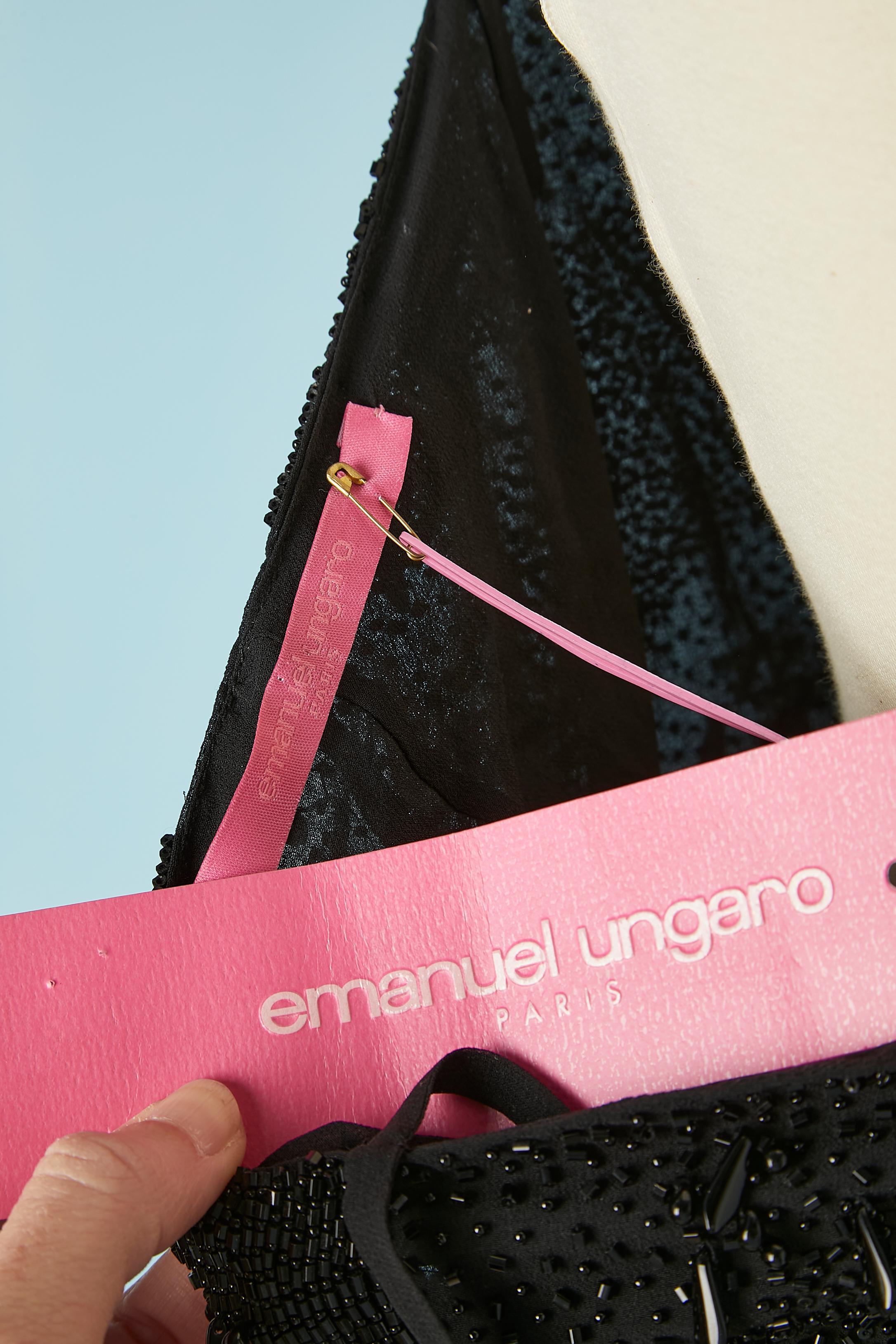 Canotta da sera in chiffon di seta nero con perline Emmanuel Ungaro NUOVO in vendita 1