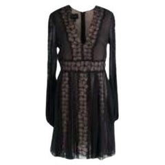 Black silk chiffon & lace dress