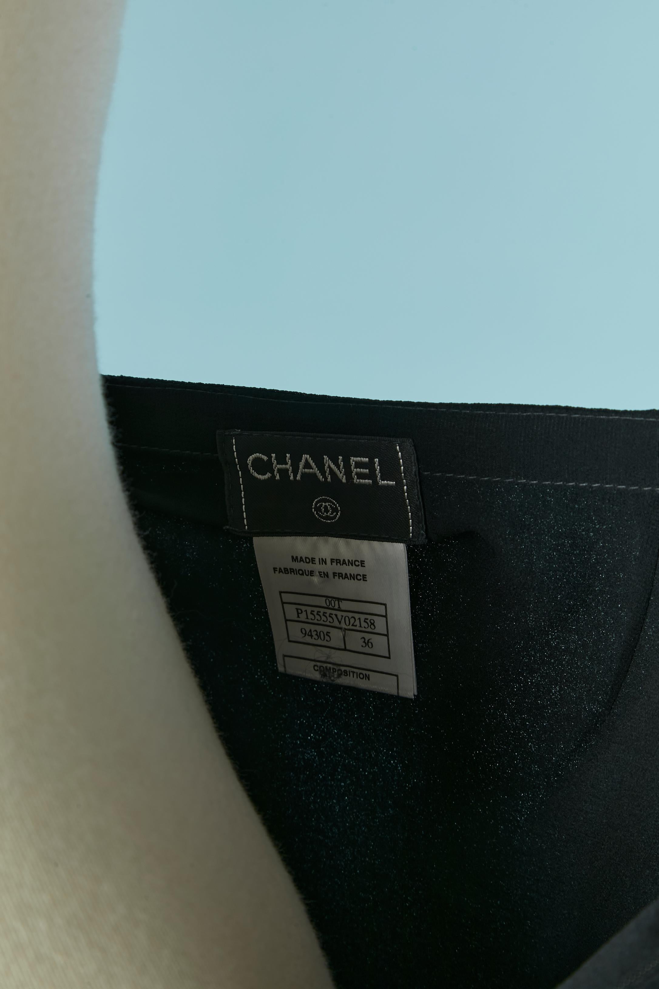 Gonna in chiffon di seta nera con lacci Chanel 2000 in vendita 2