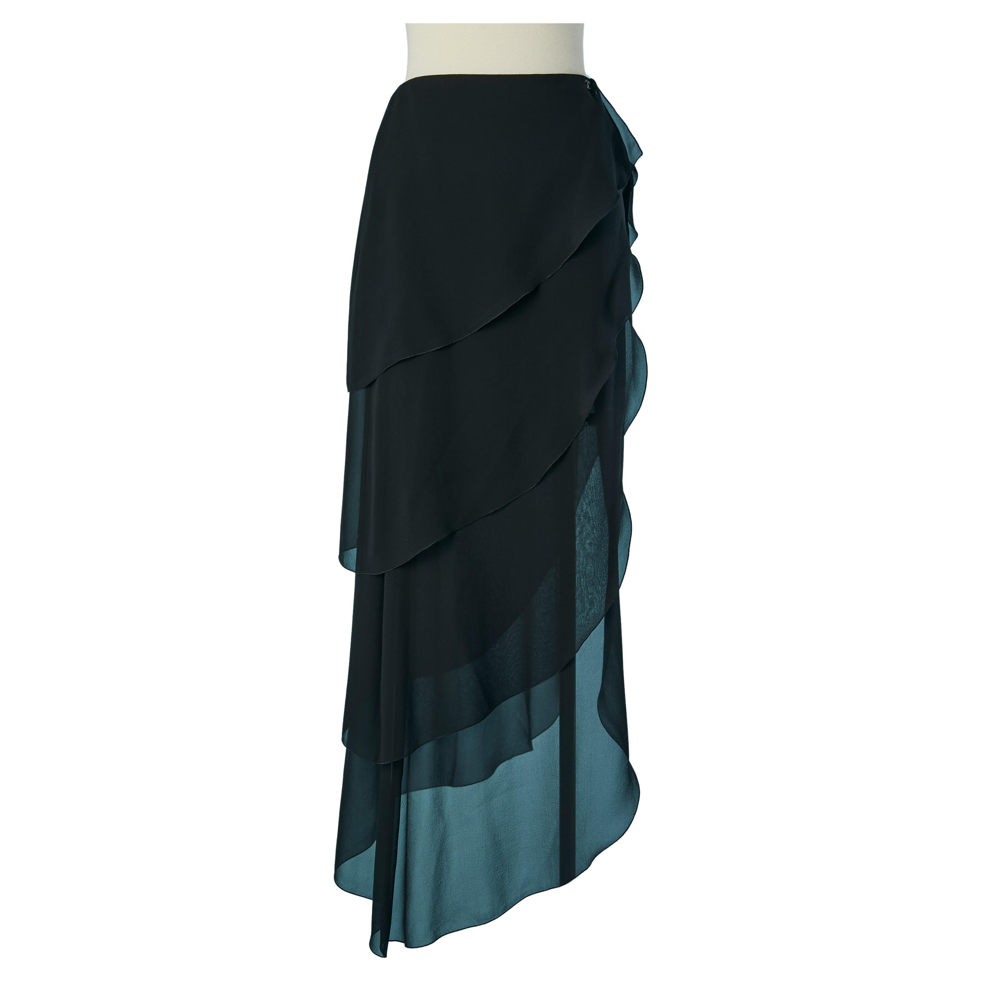 Black silk chiffon skirt with lays CHANEL 2000