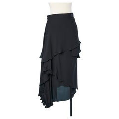 Vintage Black silk chiffon skirt with ruffles Gianni Versace Couture 