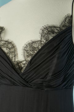 Abito da sera in chiffon di seta nero con strascico LOLITA LEMPICKA