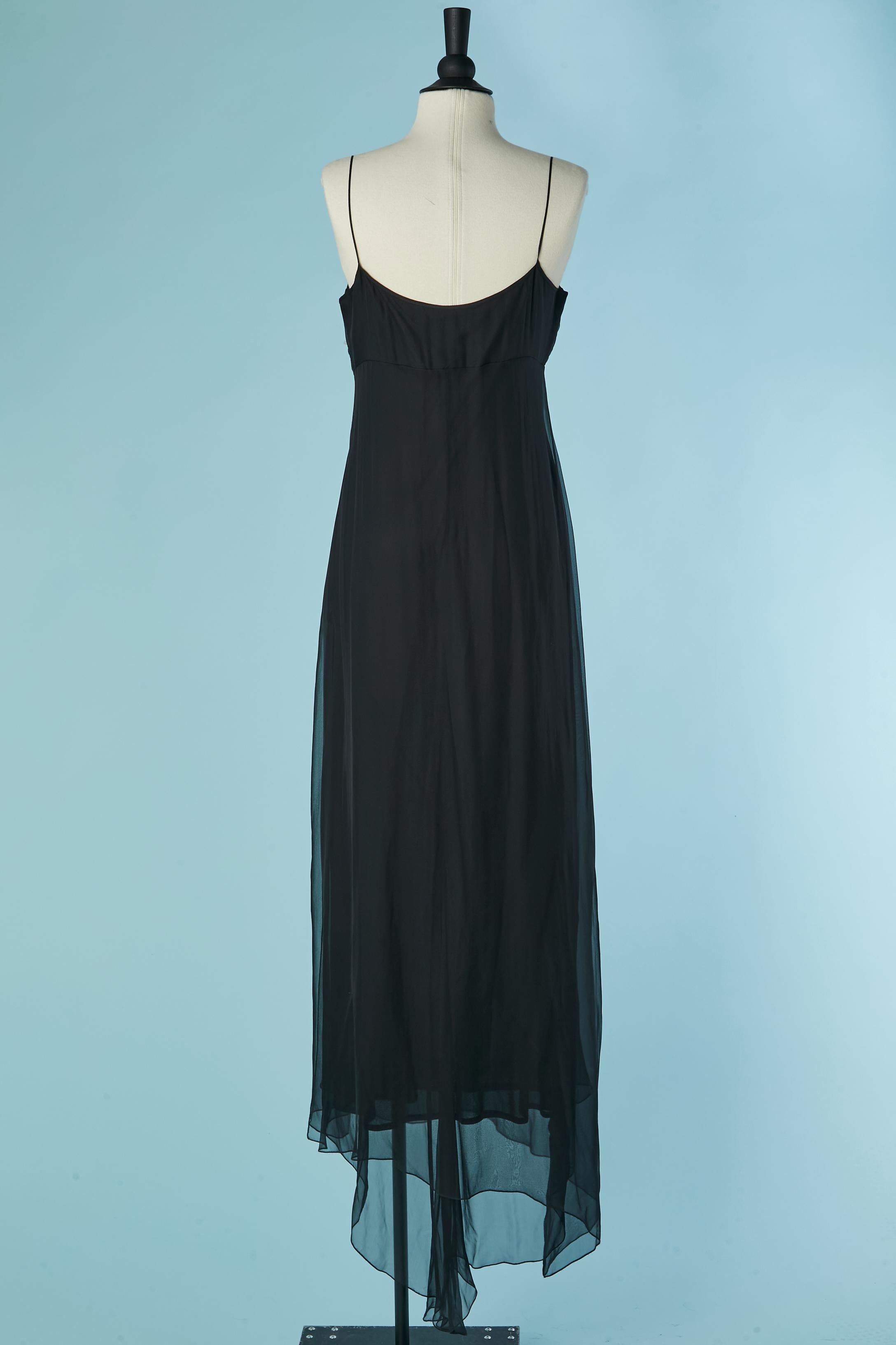 Robe de soirée en mousseline de soie noire avec traîne LOLITA LEMPICKA Excellent état - En vente à Saint-Ouen-Sur-Seine, FR