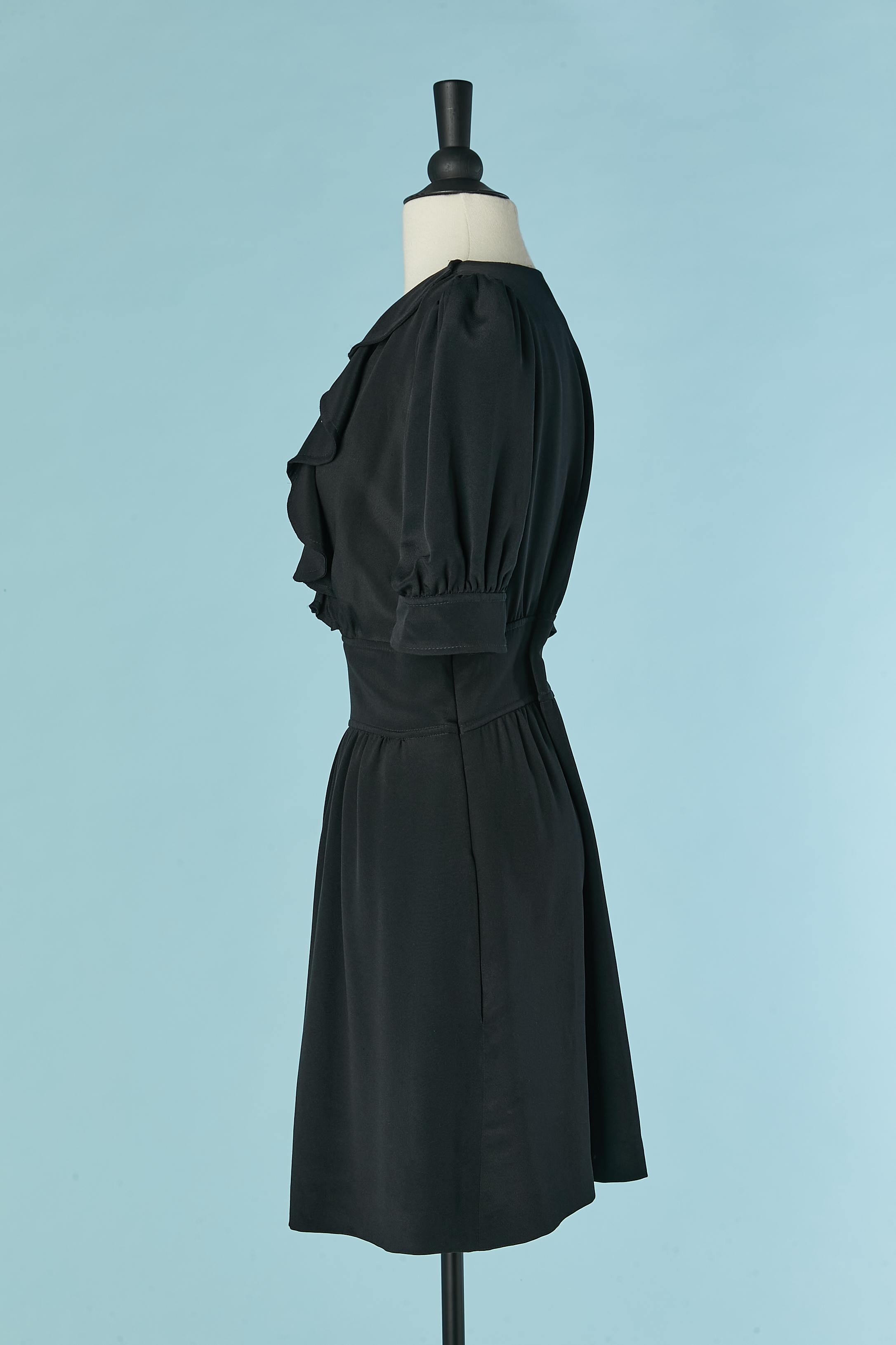 Women's Black silk cocktail dress with ruffles along neckline CHLOE For Sale