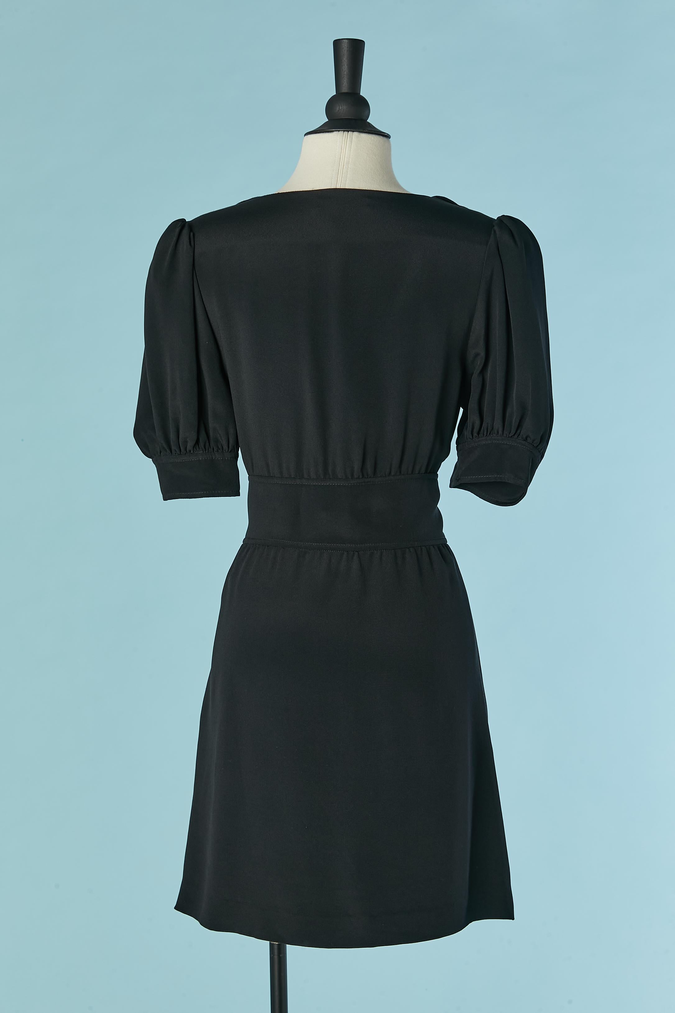 Black silk cocktail dress with ruffles along neckline CHLOE For Sale 1