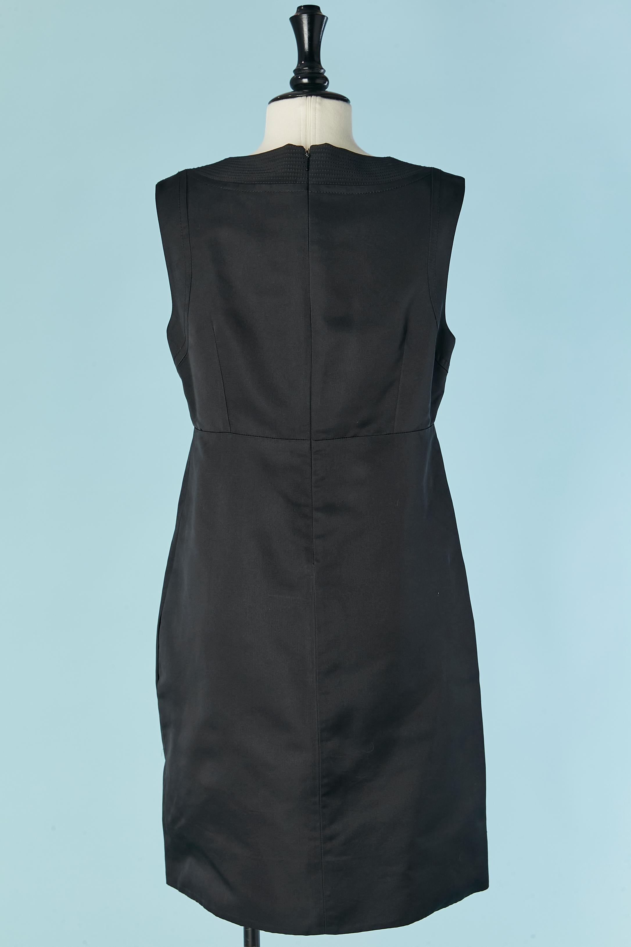 Black silk cocktail dress with top-stitched neckline GUCCI For Sale 1