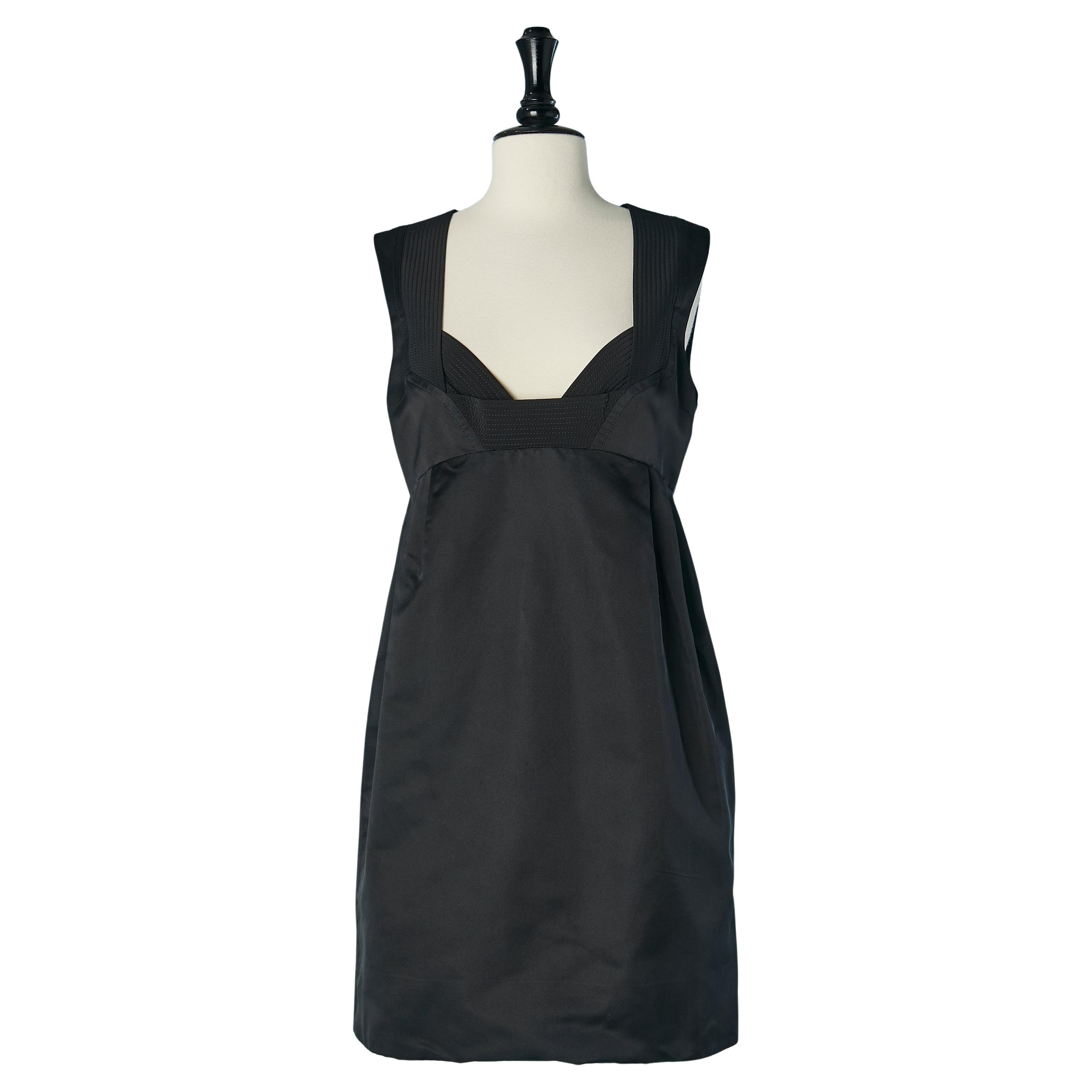Black silk cocktail dress with top-stitched neckline GUCCI For Sale