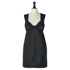 Black silk cocktail dress with top-stitched neckline GUCCI