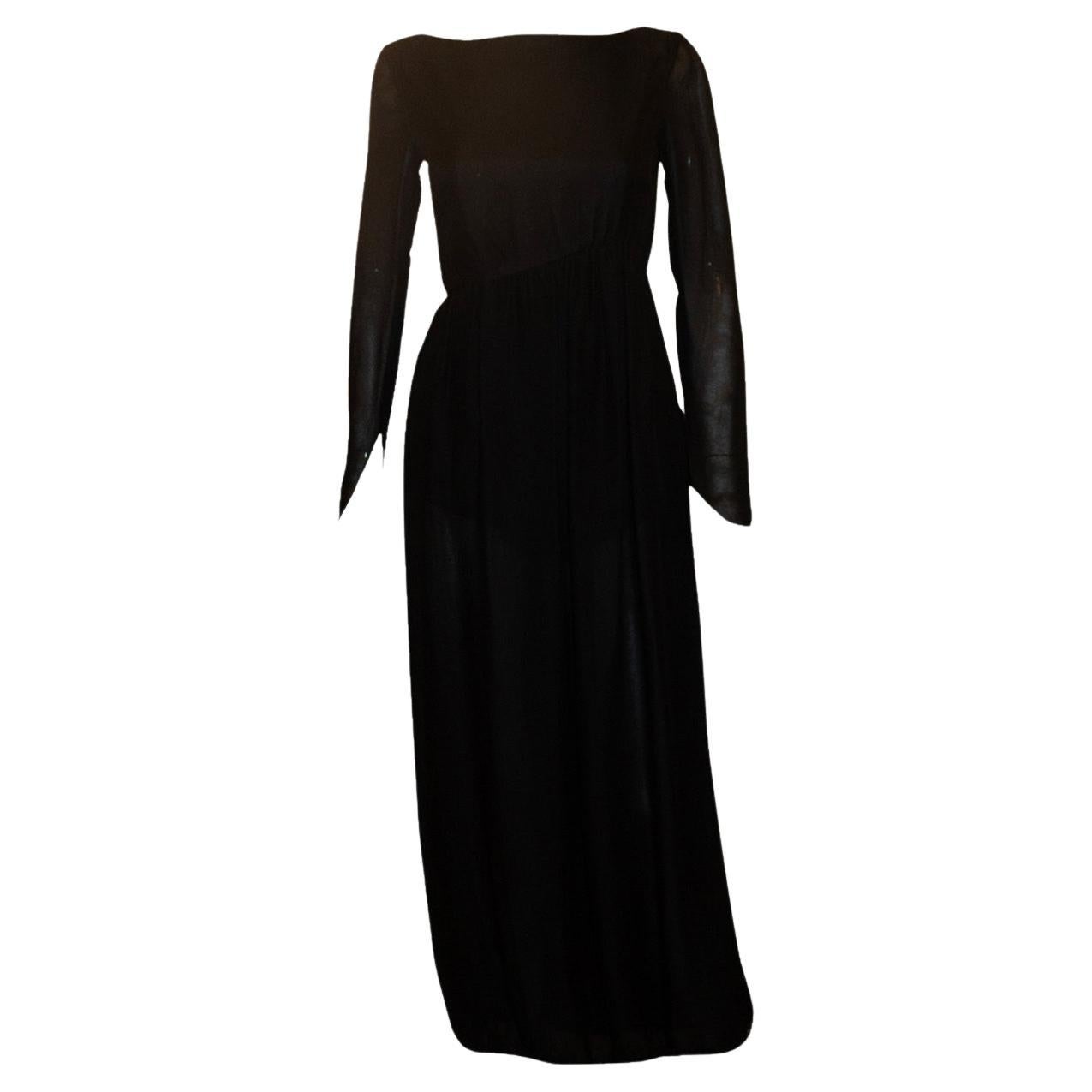 Black Silk Couture Dress with Bubble Hem