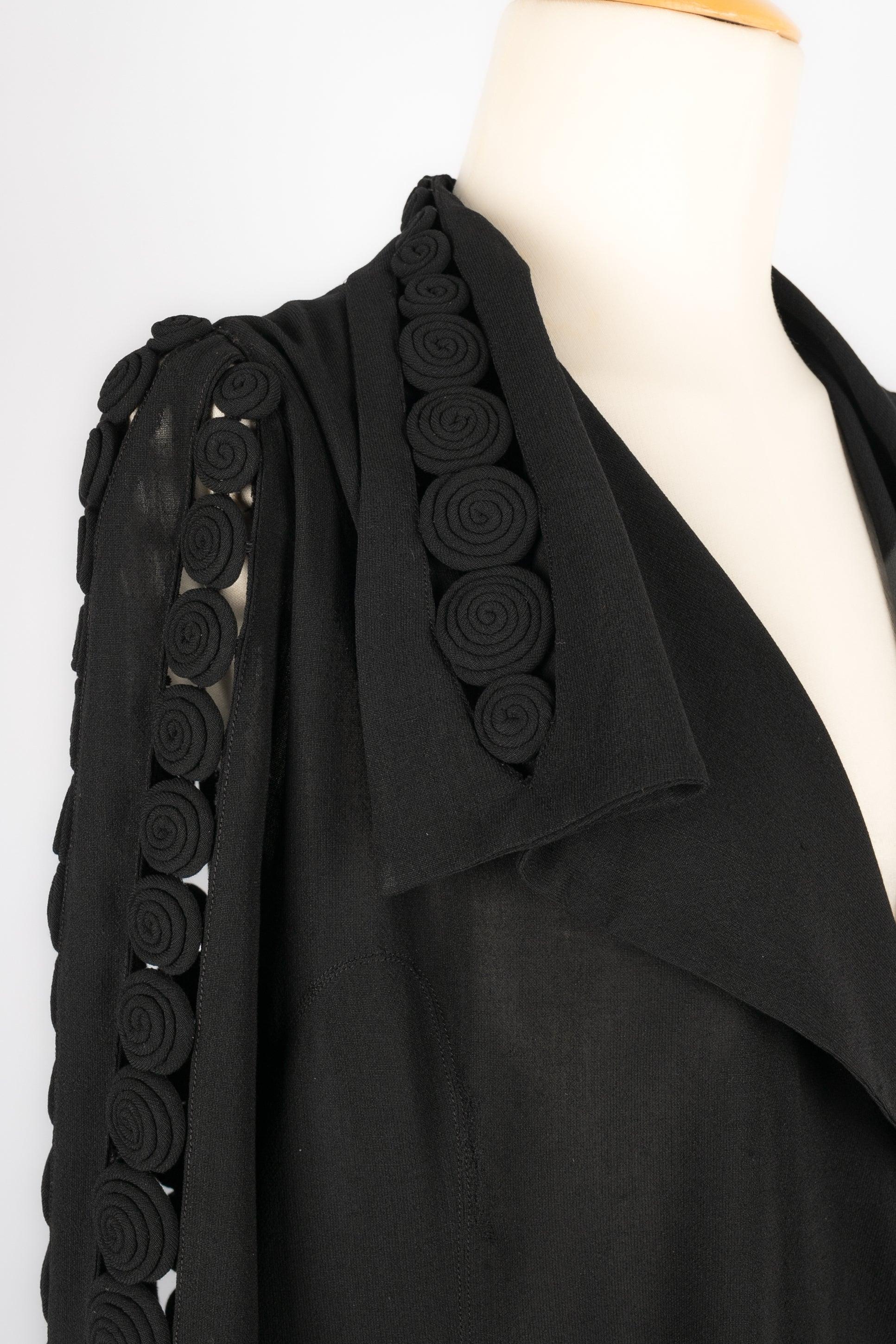 Black Silk Crepe Coat, 1930-1940s For Sale 1